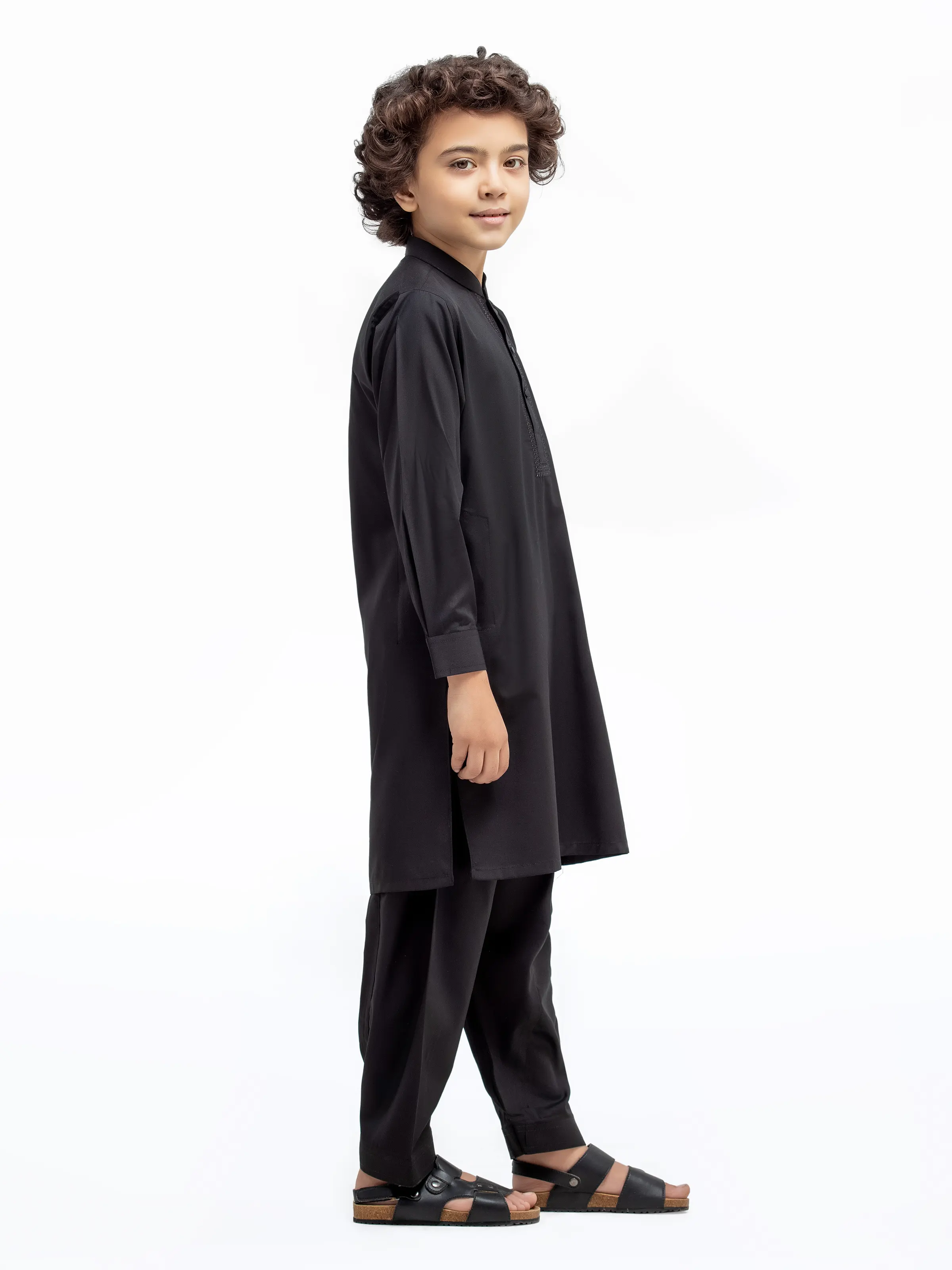 Boy's Black Kurta Shalwar - EBTKS25-3988 - Image 4