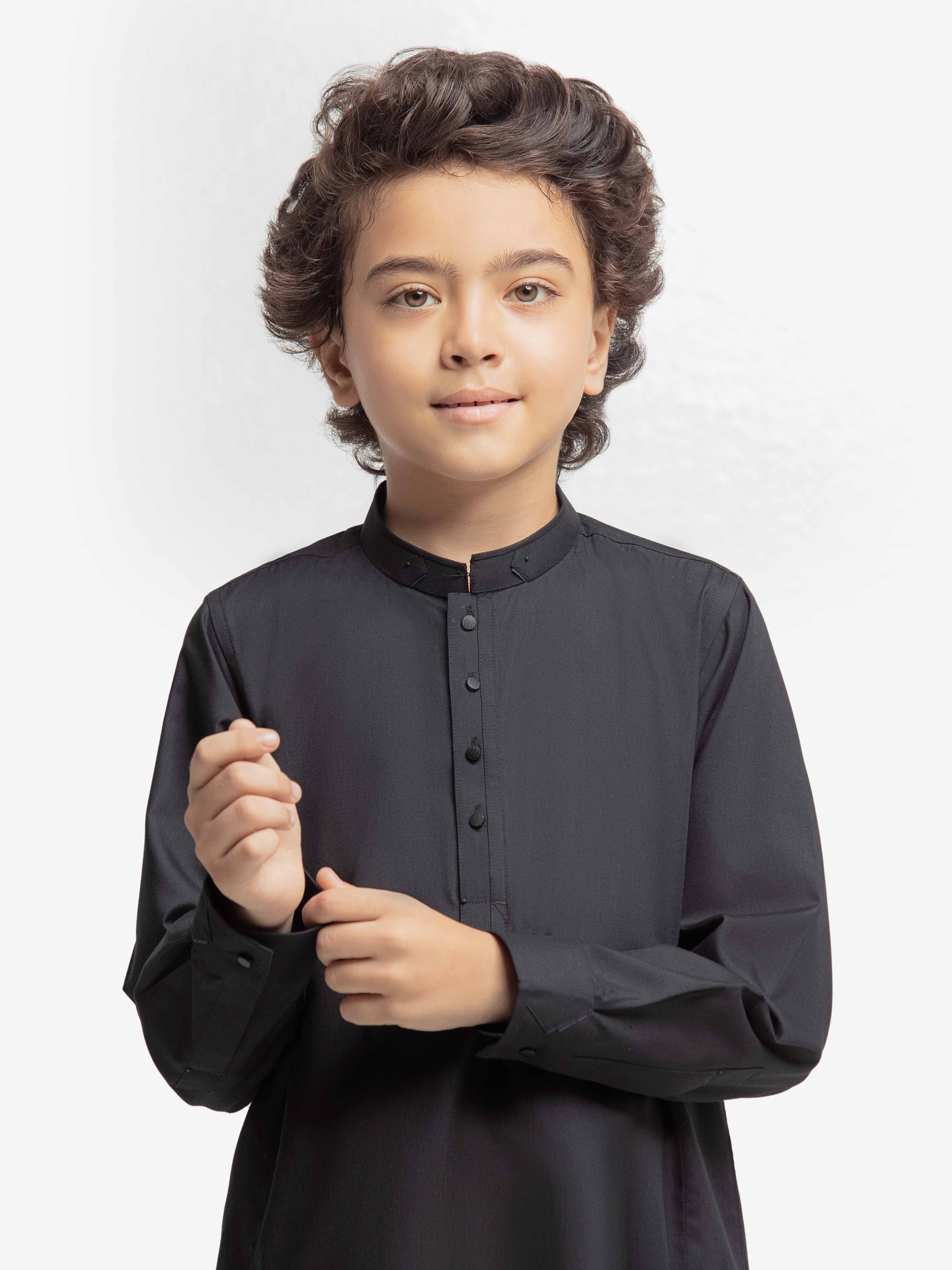 Boy's Black Kurta Shalwar - EBTKS5-4032 - Image 2
