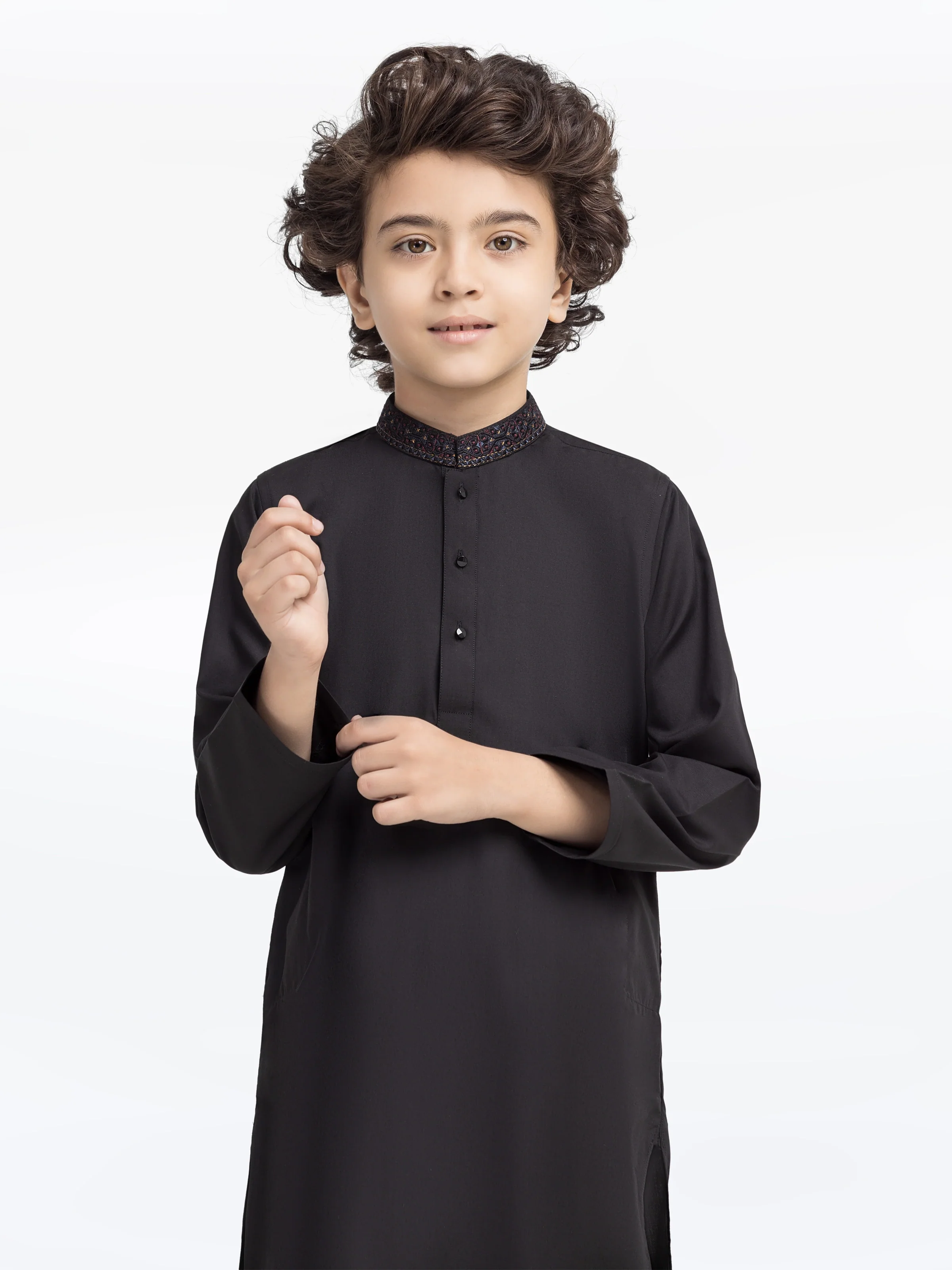 Boy's Black Kurta Shalwar - EBTKS5-4033 - Image 2
