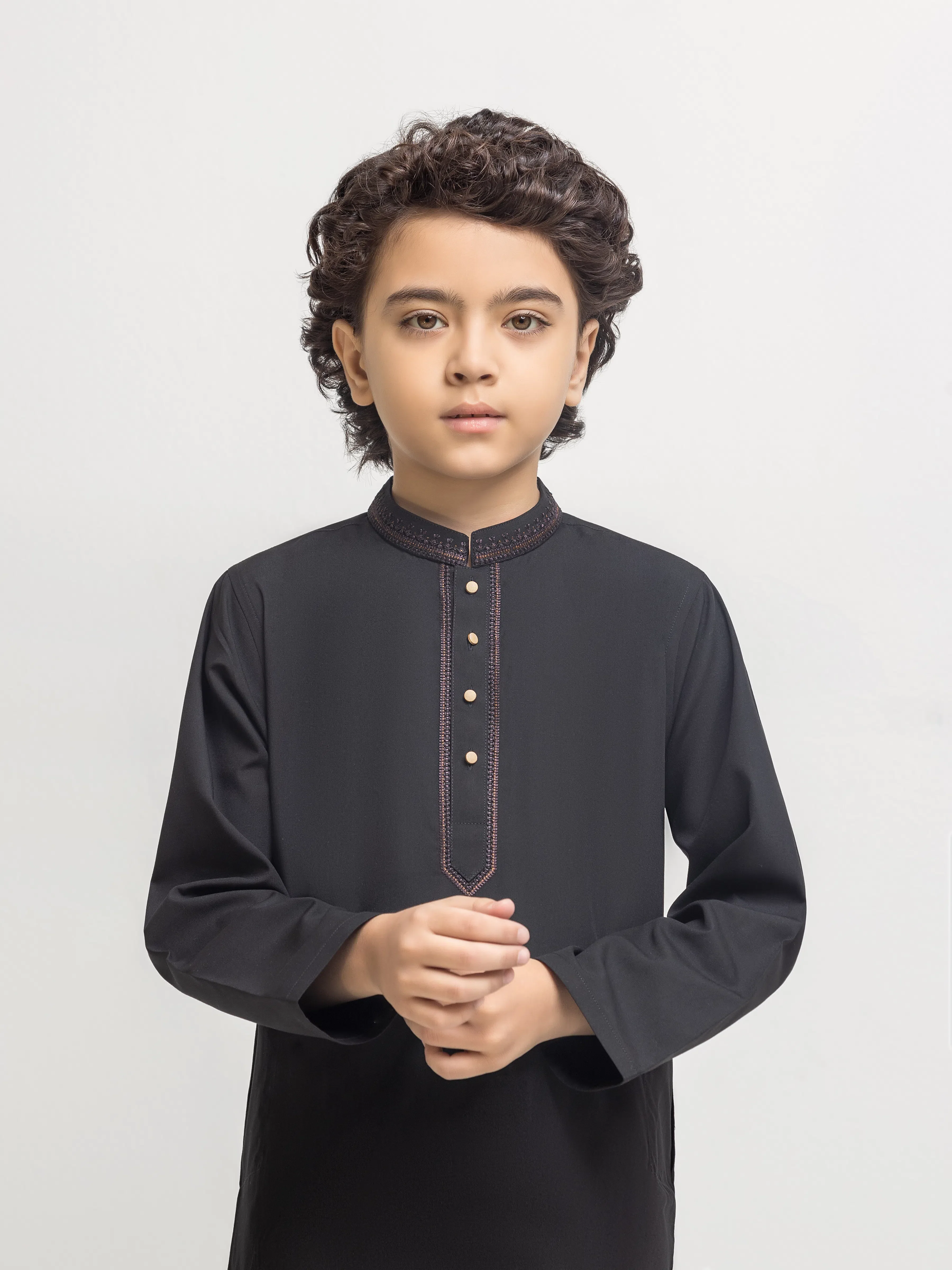 Boy's Black Kurta Shalwar - EBTKS5-4073 - Image 2