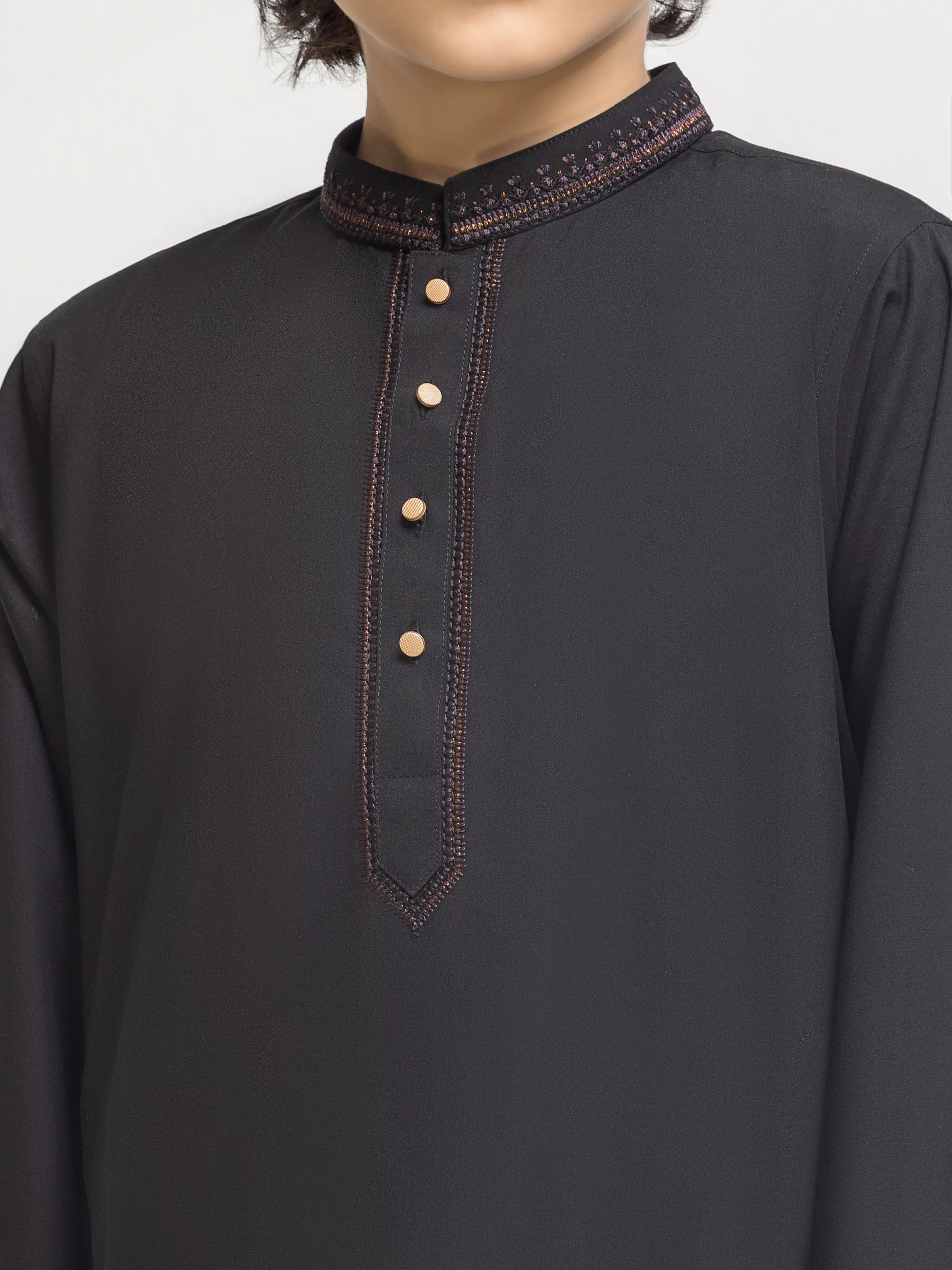 Boy's Black Kurta Shalwar - EBTKS5-4073 - Image 3