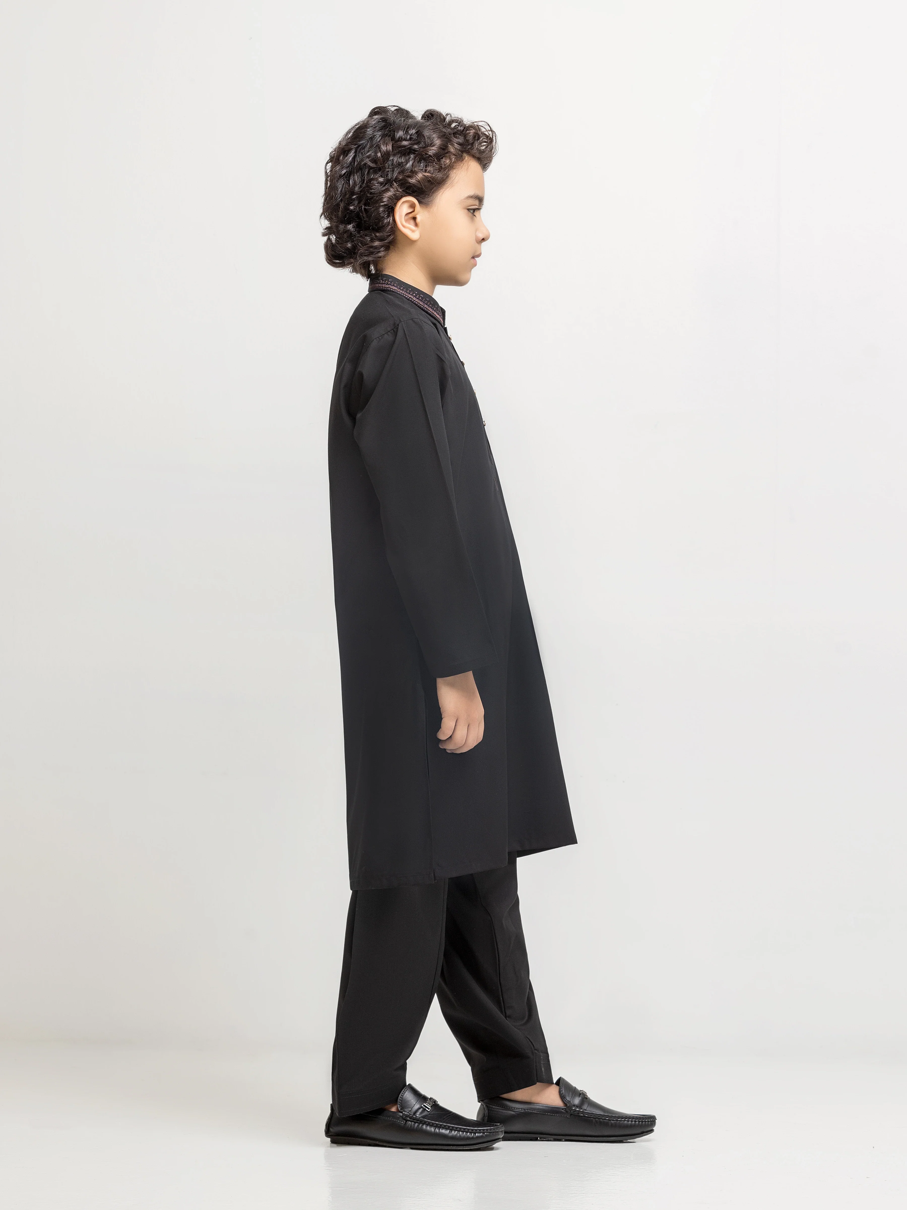 Boy's Black Kurta Shalwar - EBTKS5-4073 - Image 5