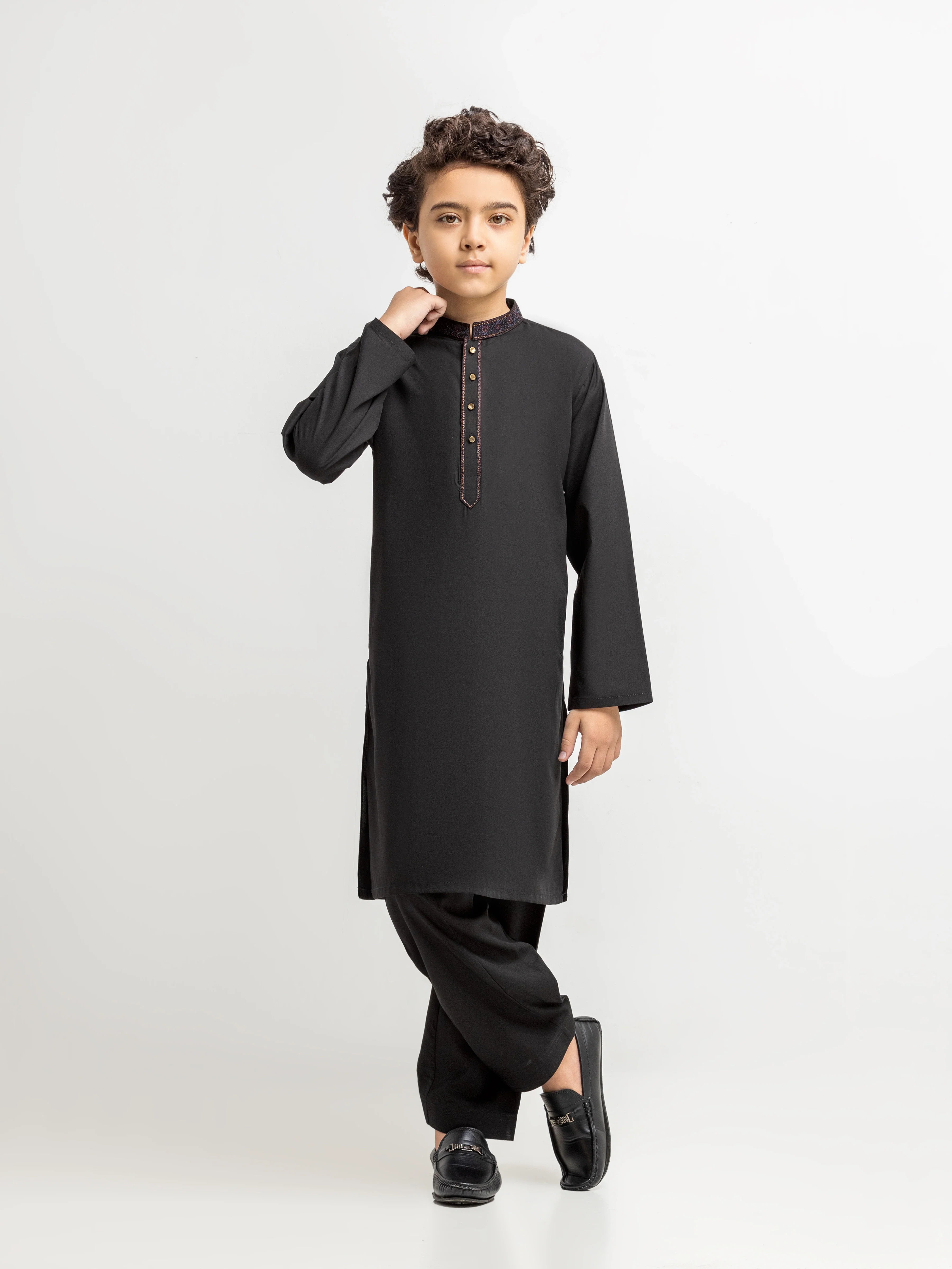 Boy's Black Kurta Shalwar - EBTKS5-4075