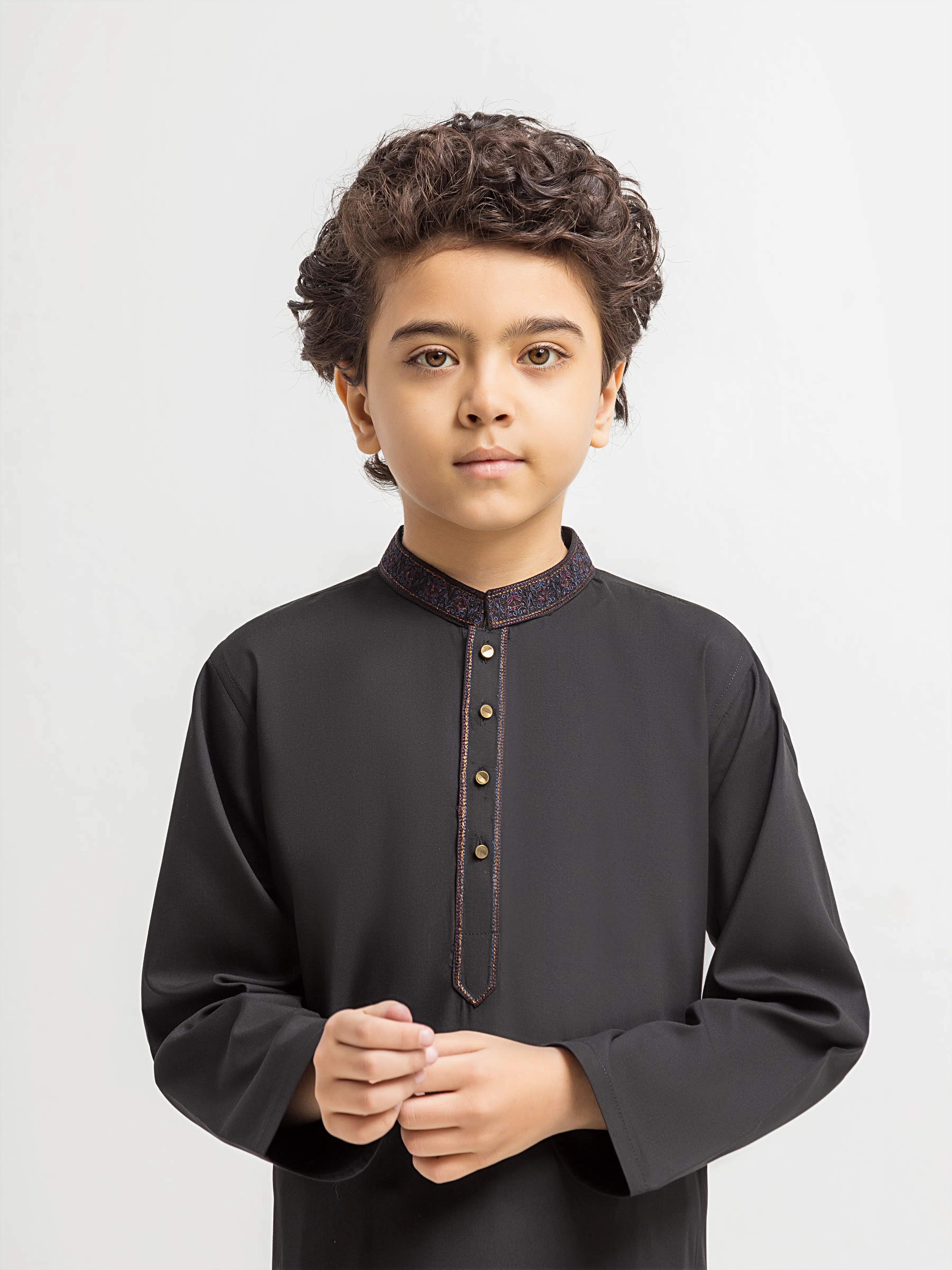 Boy's Black Kurta Shalwar - EBTKS5-4075 - Image 2