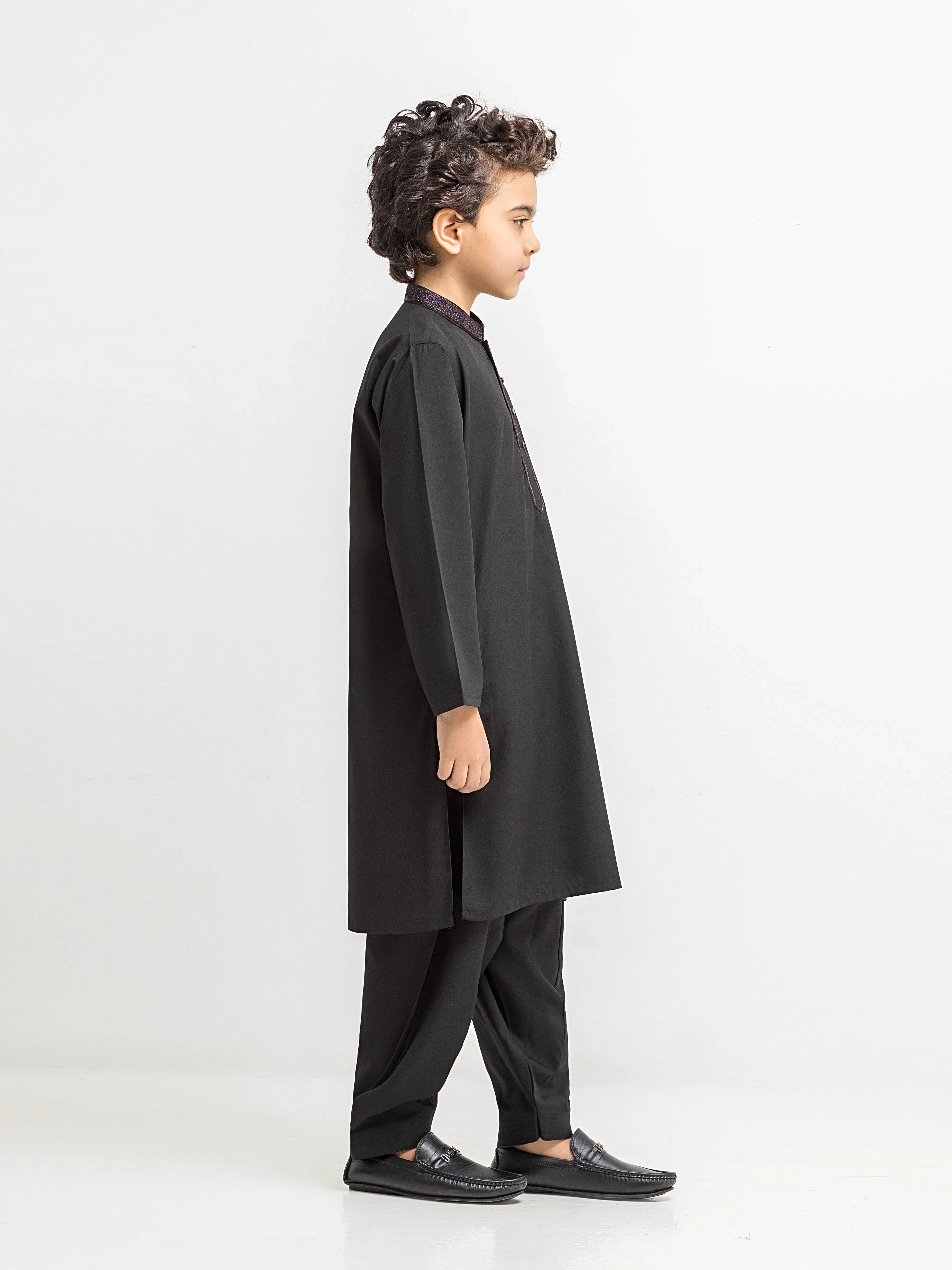 Boy's Black Kurta Shalwar - EBTKS5-4075 - Image 4
