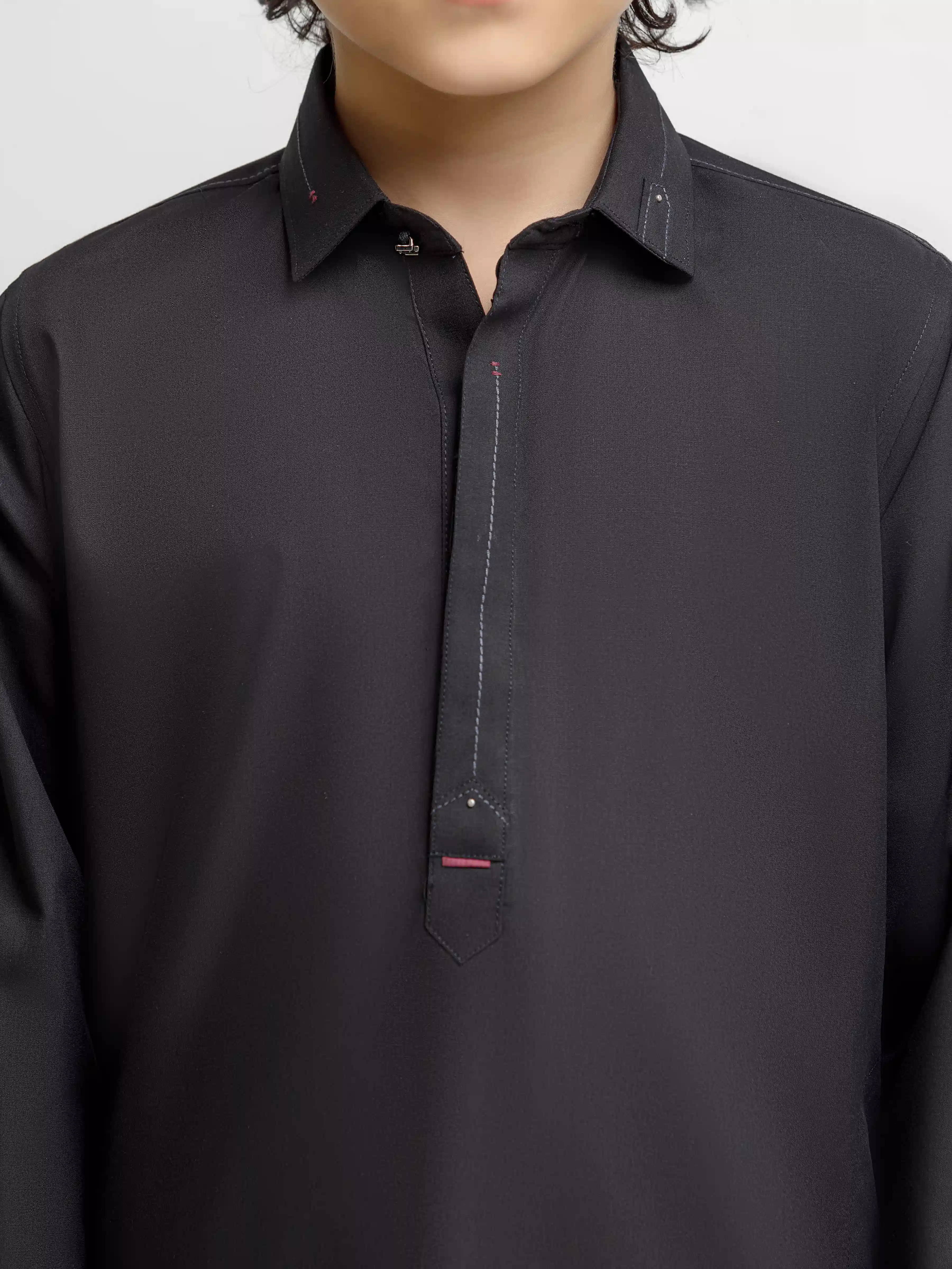 Boy's Black Kurta Shalwar - EBTKS6-4092 - Image 3