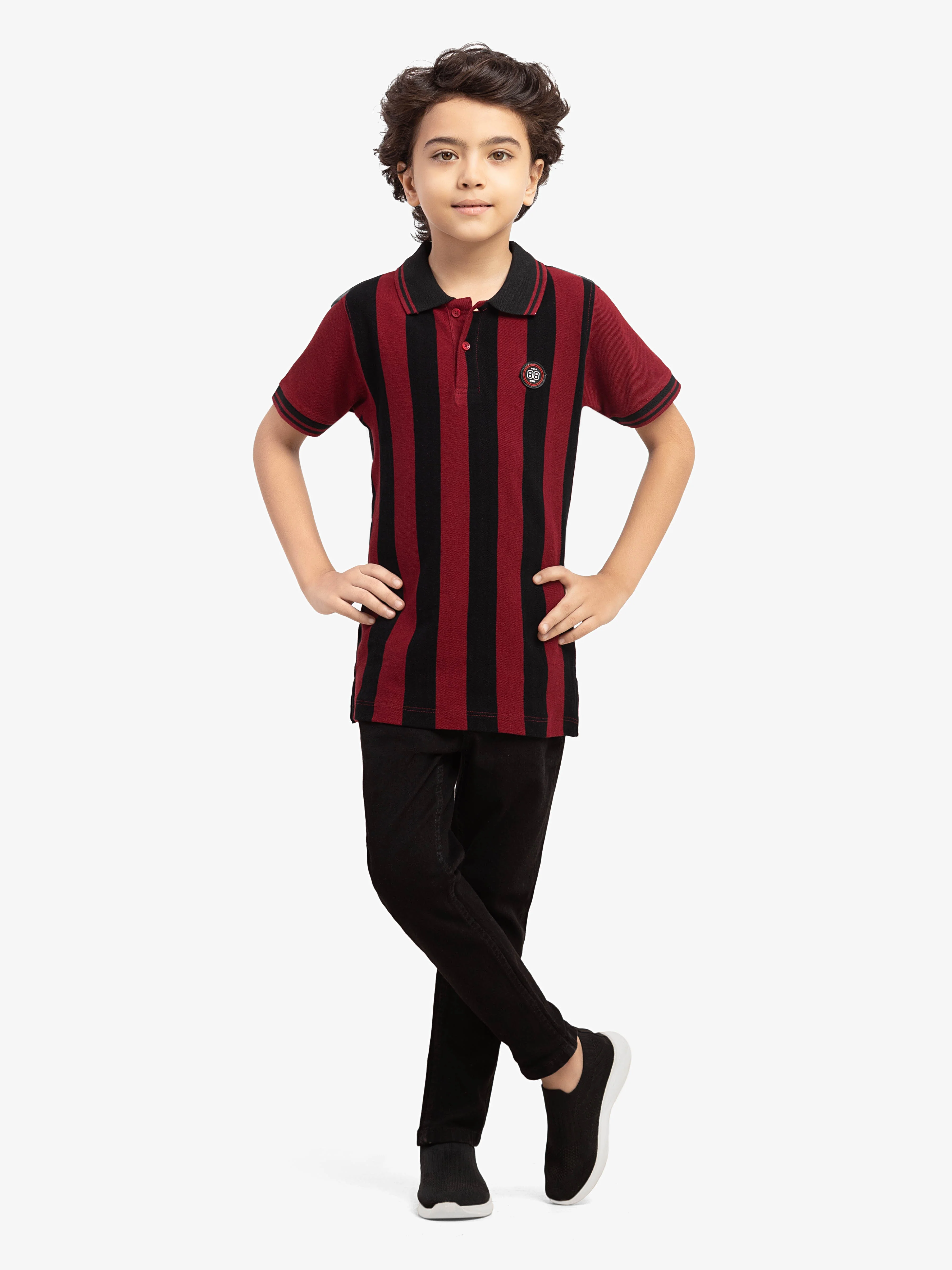 Boy's Black & Maroon Polo Shirt - EBTPS6-050 - Image 2