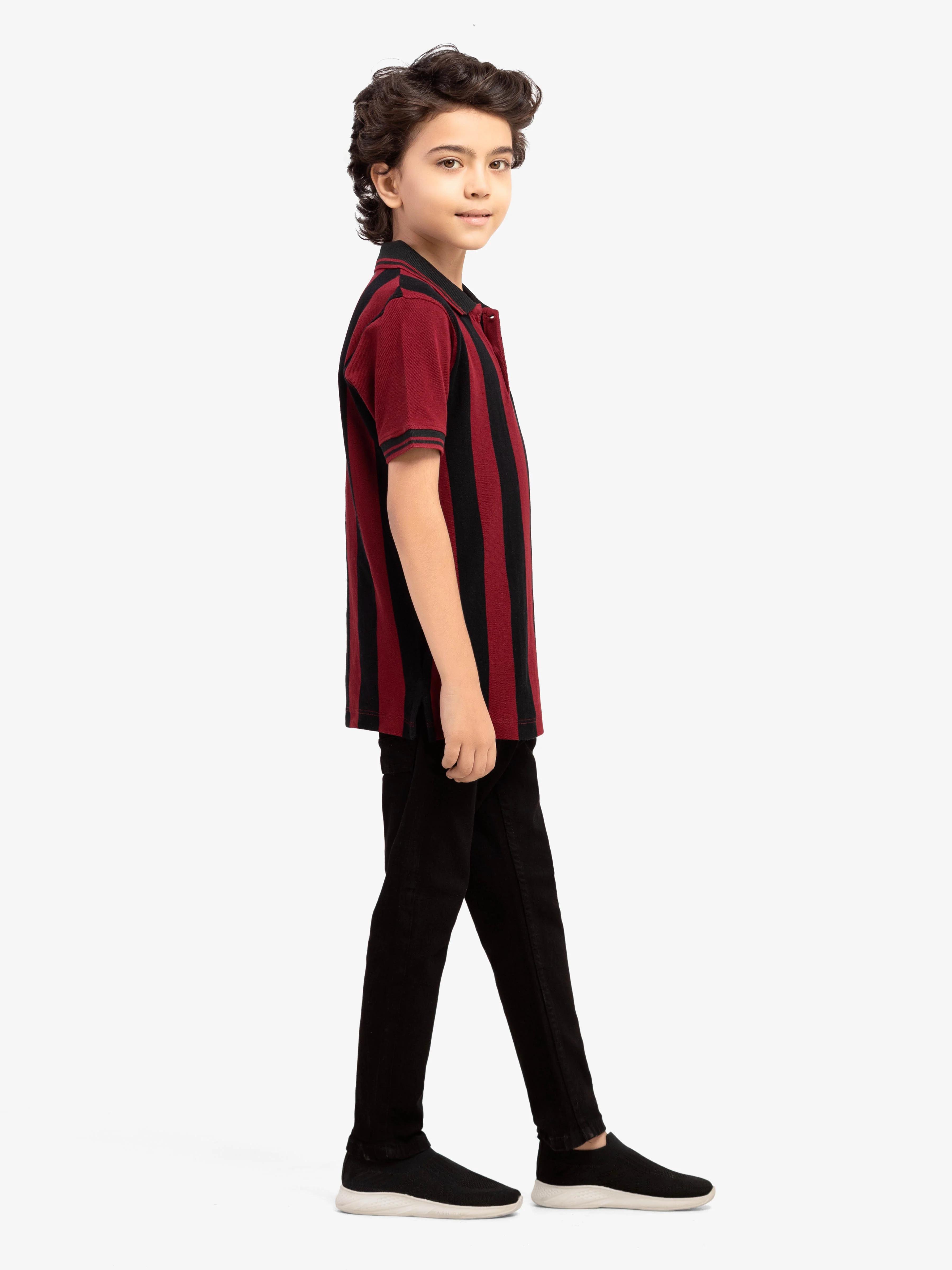 Boy's Black & Maroon Polo Shirt - EBTPS6-050 - Image 5