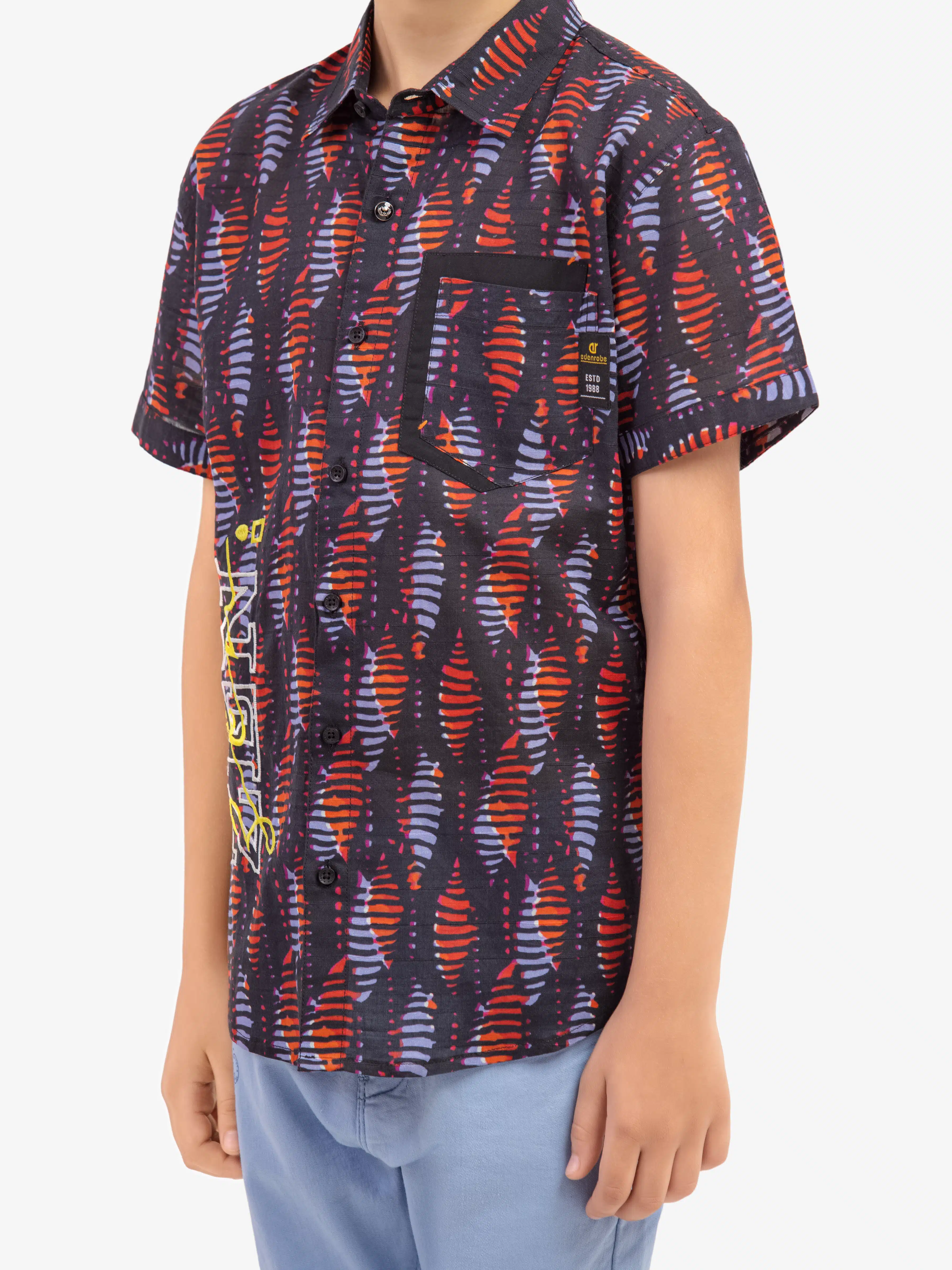 Boy's Black Multi Shirt - EBTS5-27637 - Image 3