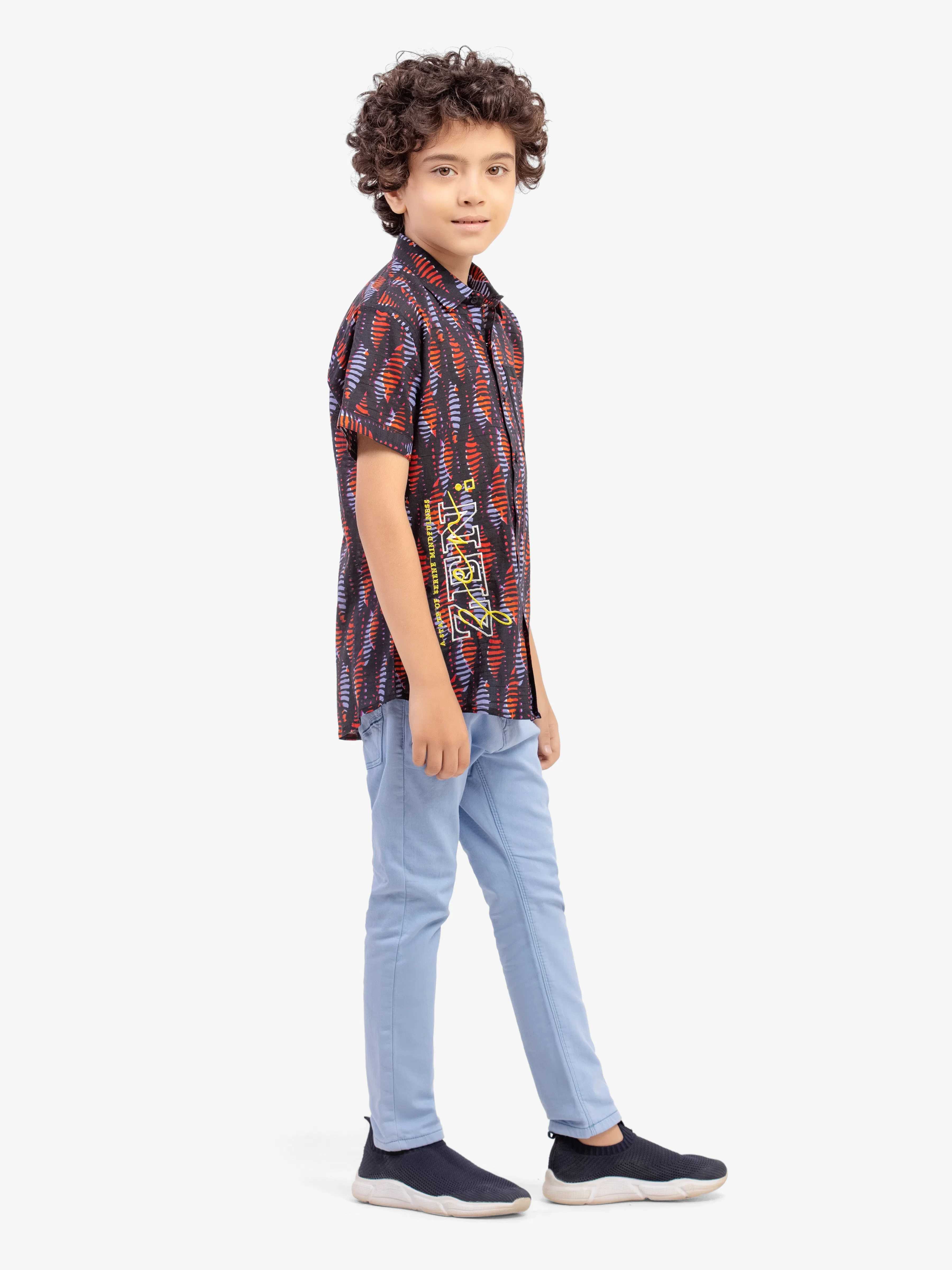 Boy's Black Multi Shirt - EBTS5-27637 - Image 4