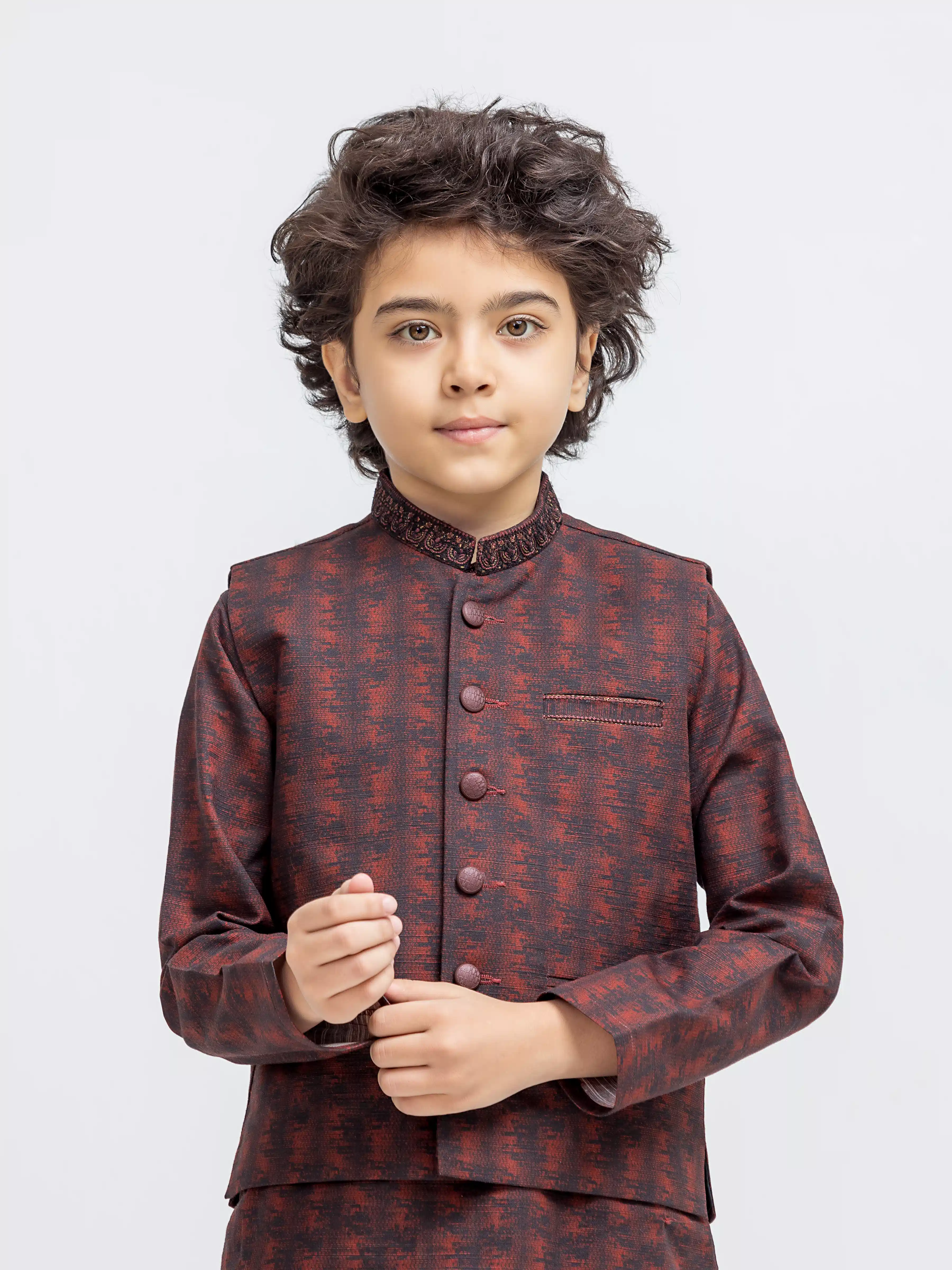 Boy's Black & Rust Waist Coat Suit - ECBTWCS5-092 - Image 2