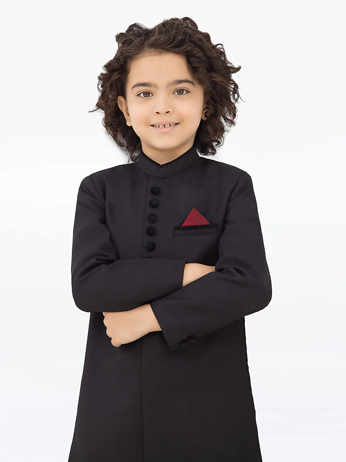 Boy's Black Sherwani - EBTS23-34032 - Image 2