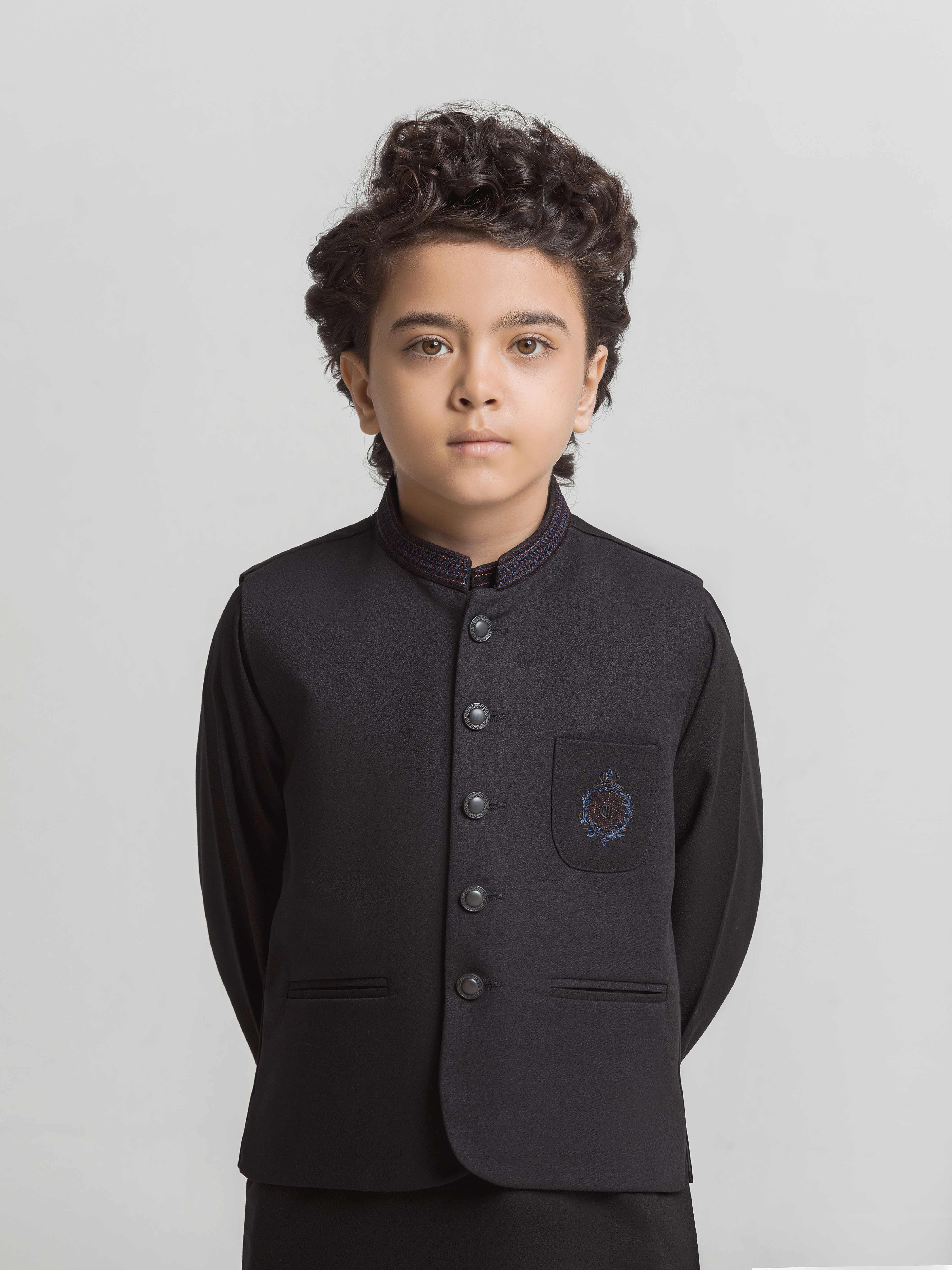 Boy's Black Waist Coat Suit - ECBTWCS5-087 - Image 2