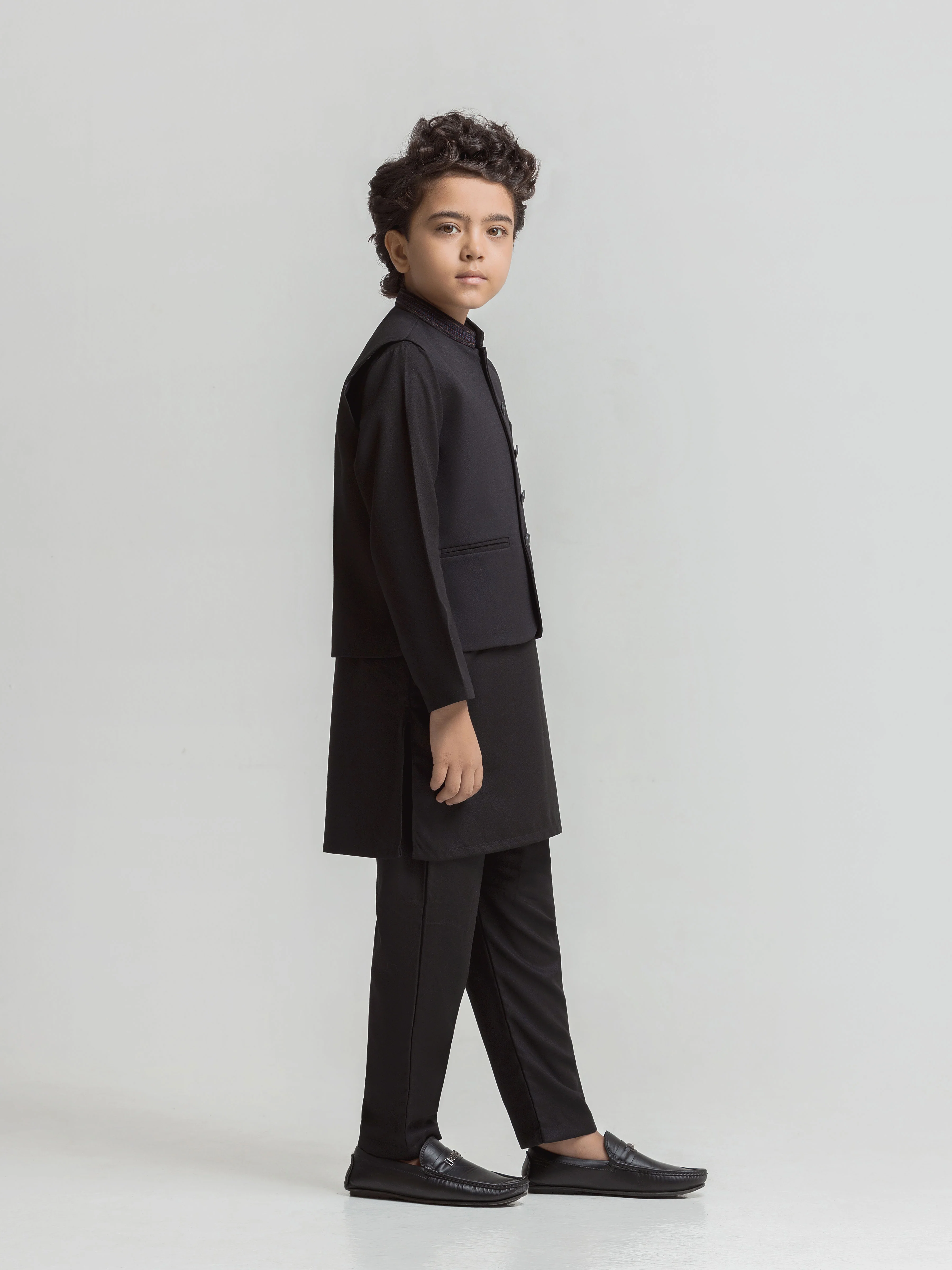 Boy's Black Waist Coat Suit - ECBTWCS5-087 - Image 4