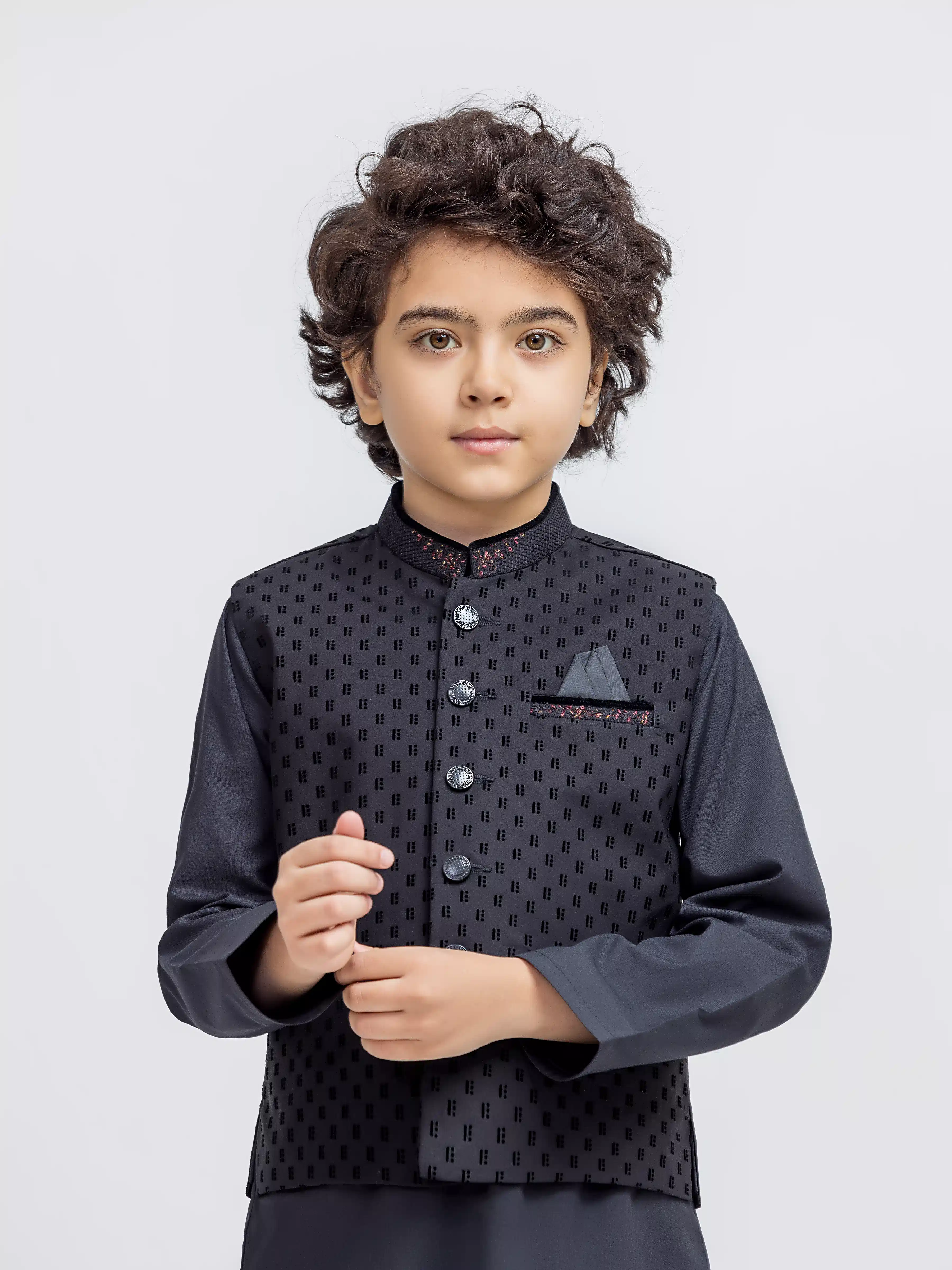 Boy's Black Waist Coat Suit - ECBTWCS5-093 - Image 2