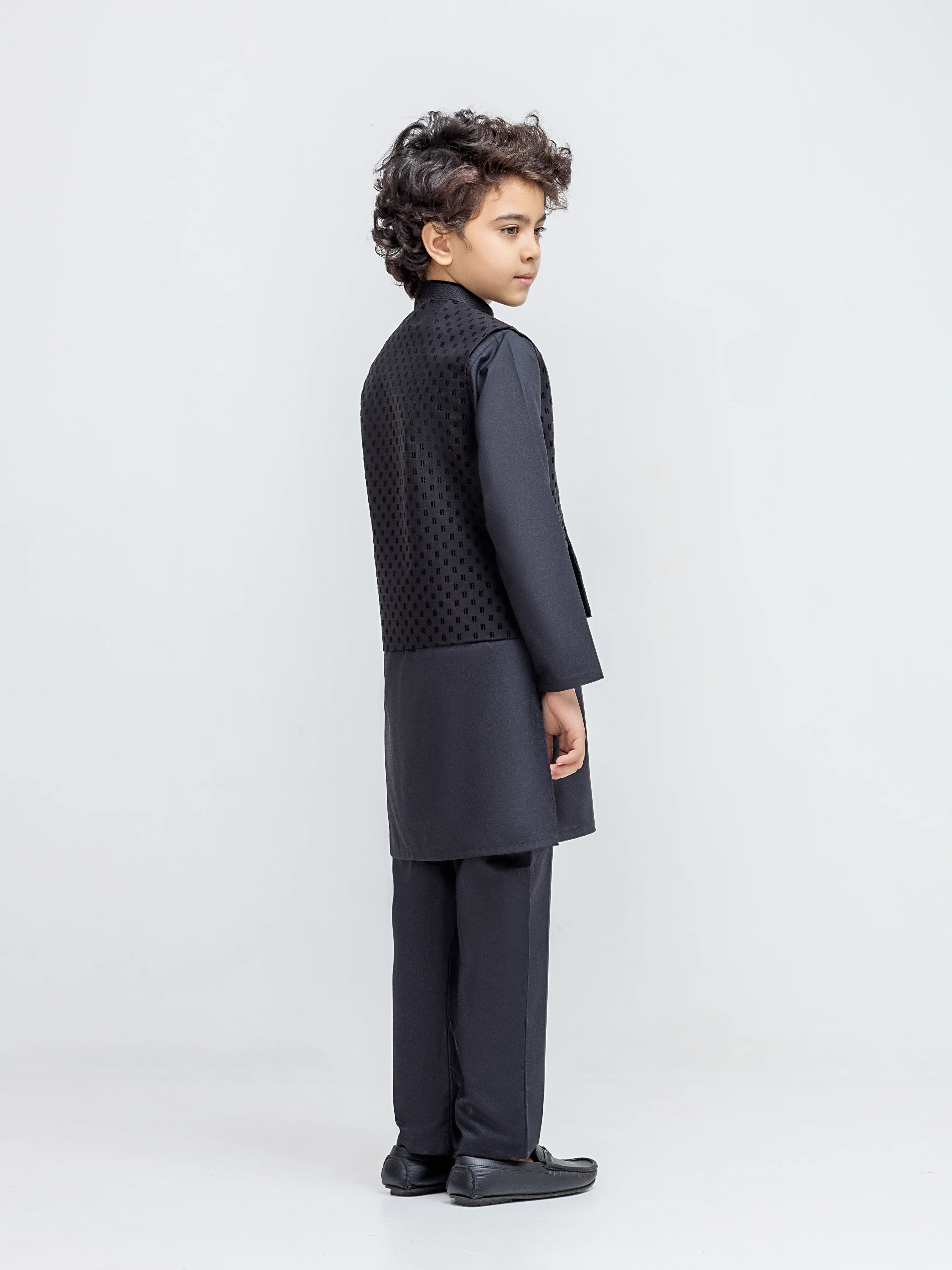 Boy's Black Waist Coat Suit - ECBTWCS5-093 - Image 5