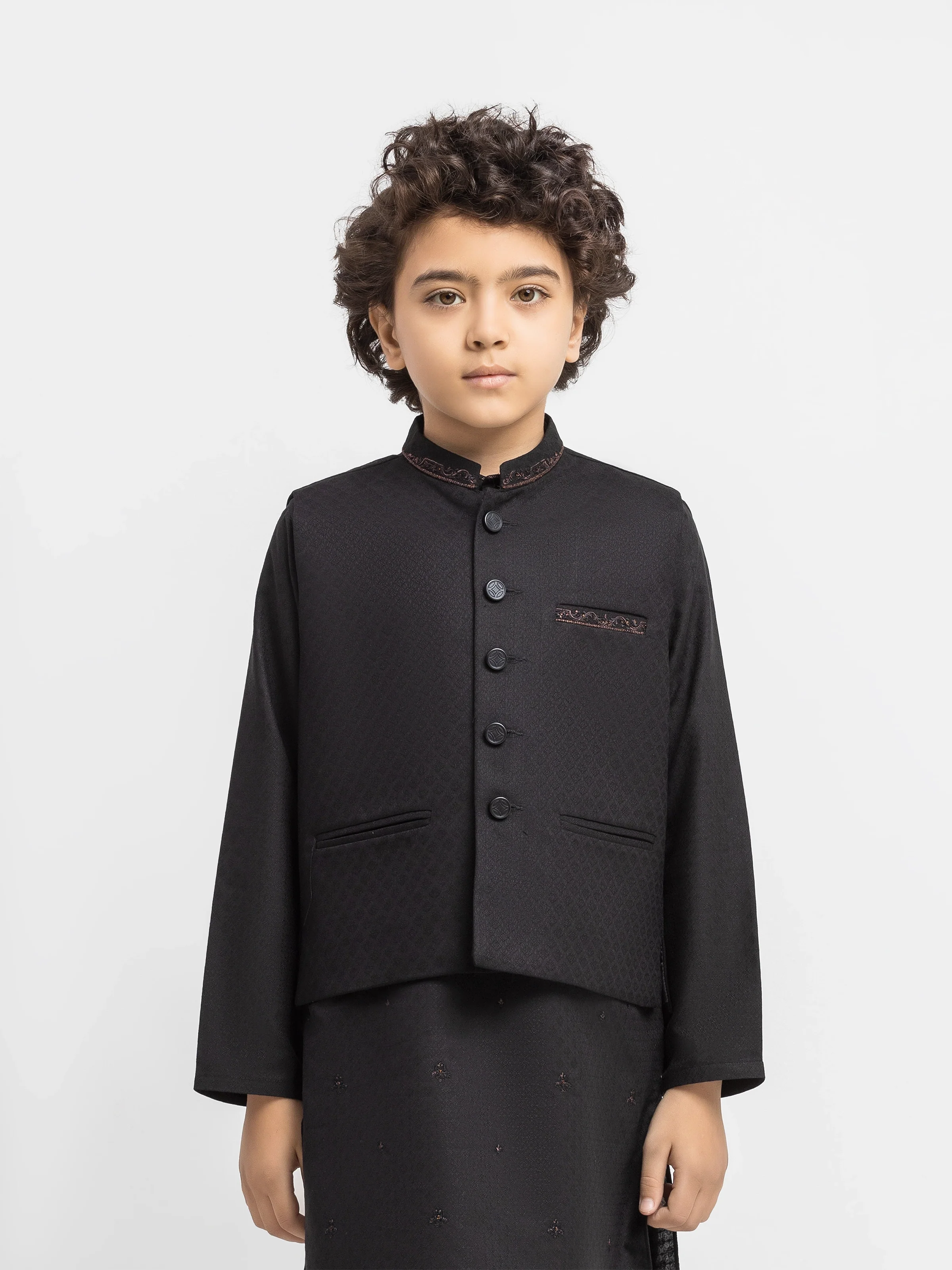 Boy's Black Waist Coat Suit - ECBTWCS5-094 - Image 2