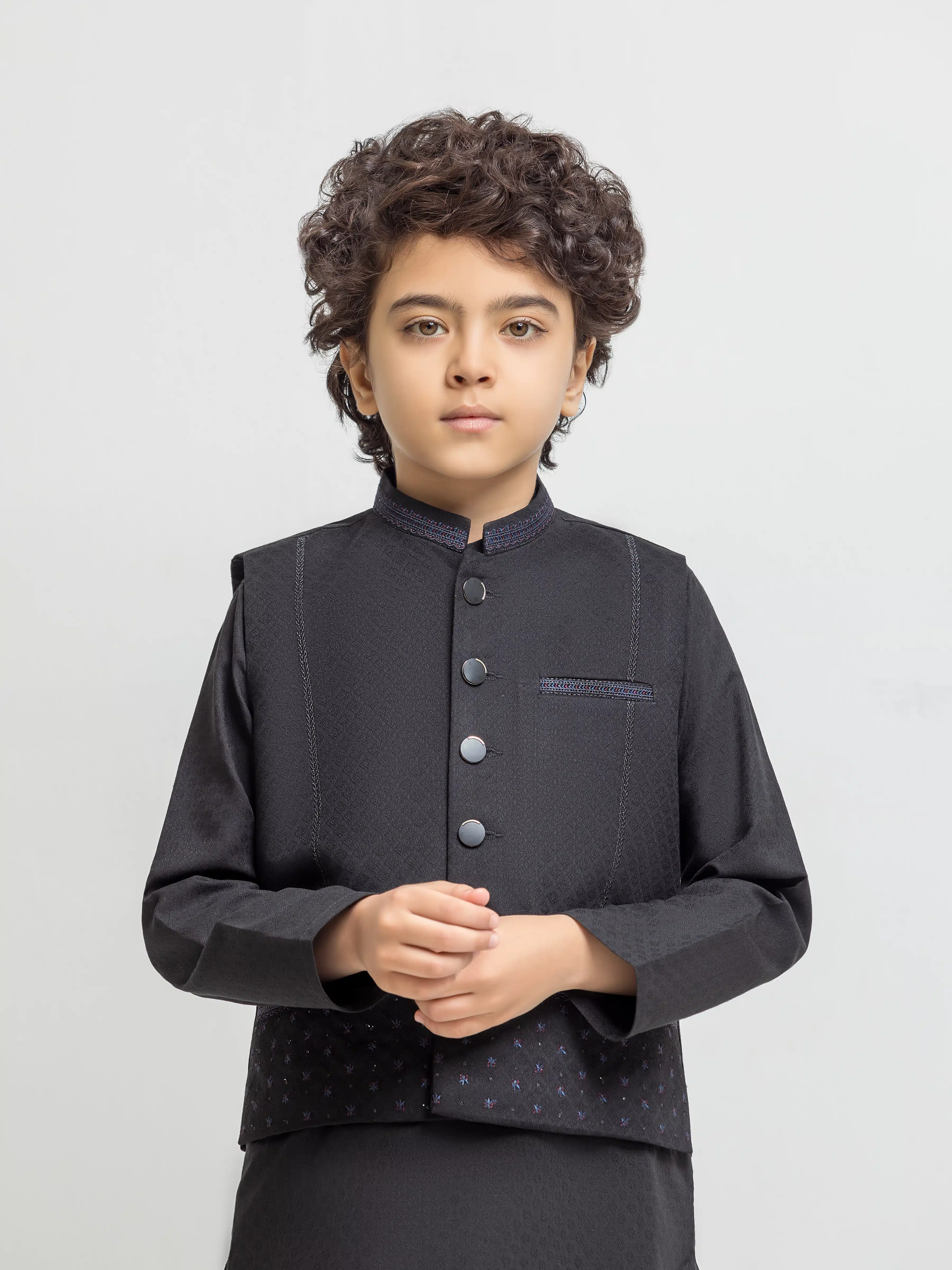 Boy's Black Waist Coat Suit - ECBTWCS6-101 - Image 2