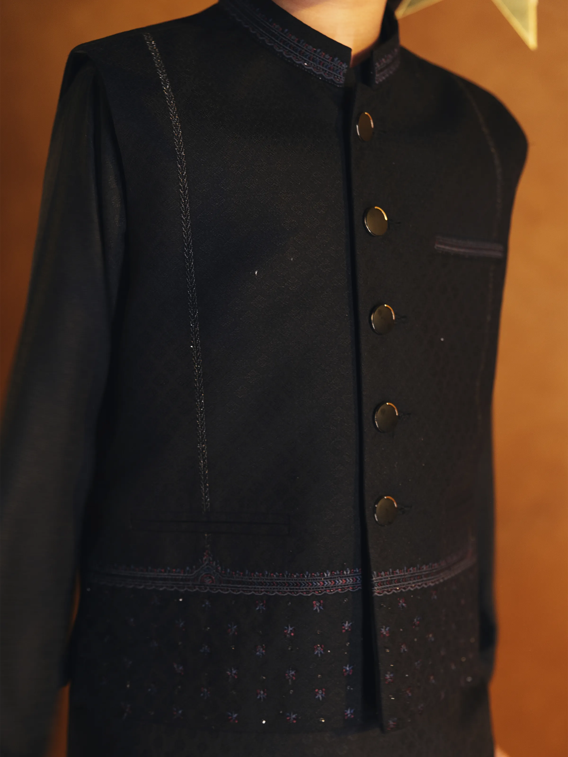 Boy's Black Waist Coat Suit - ECBTWCS6-113 - Image 3