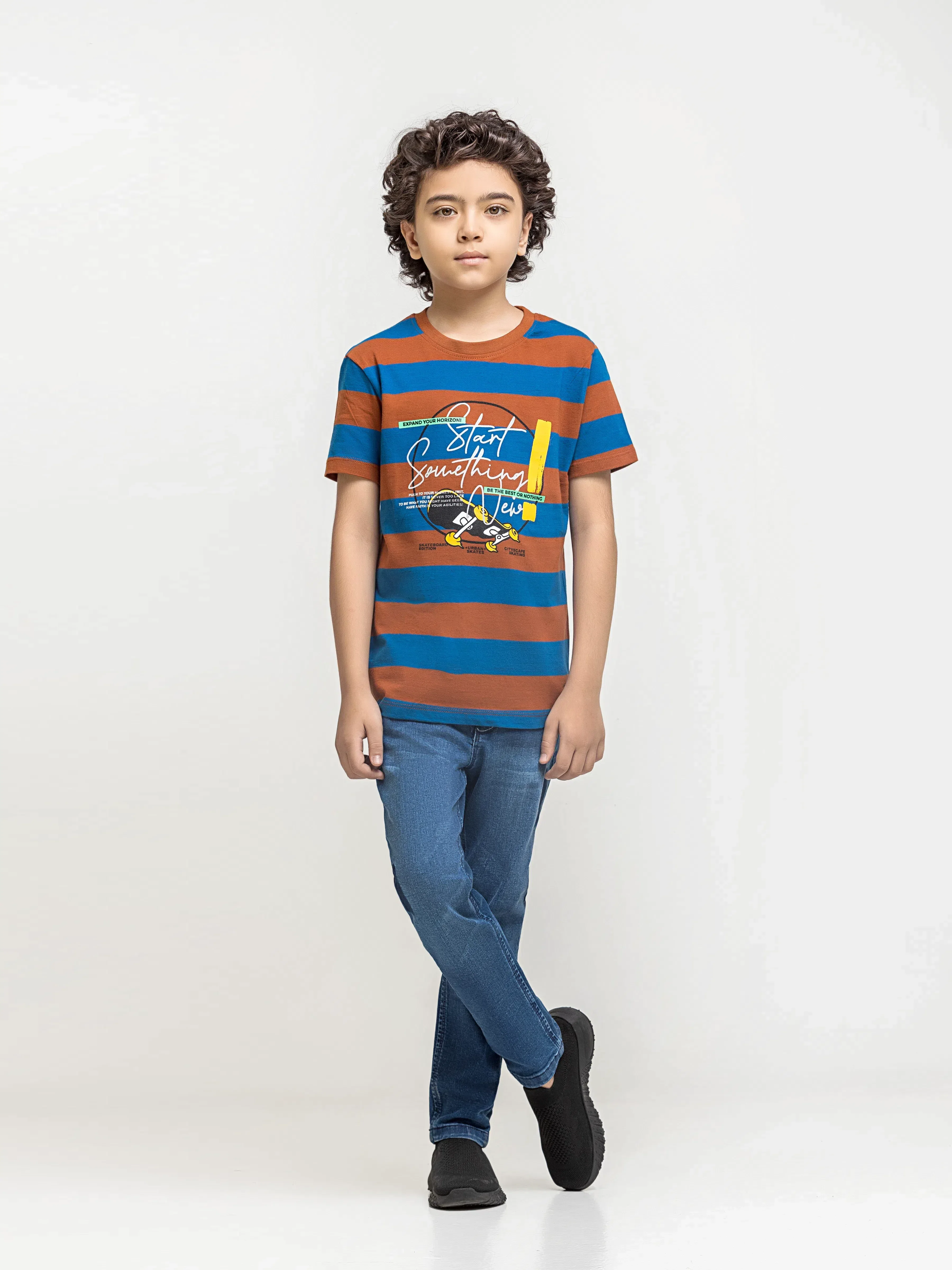Boy's Blue & Brown T-Shirt - EBTTS6-056 - Image 2