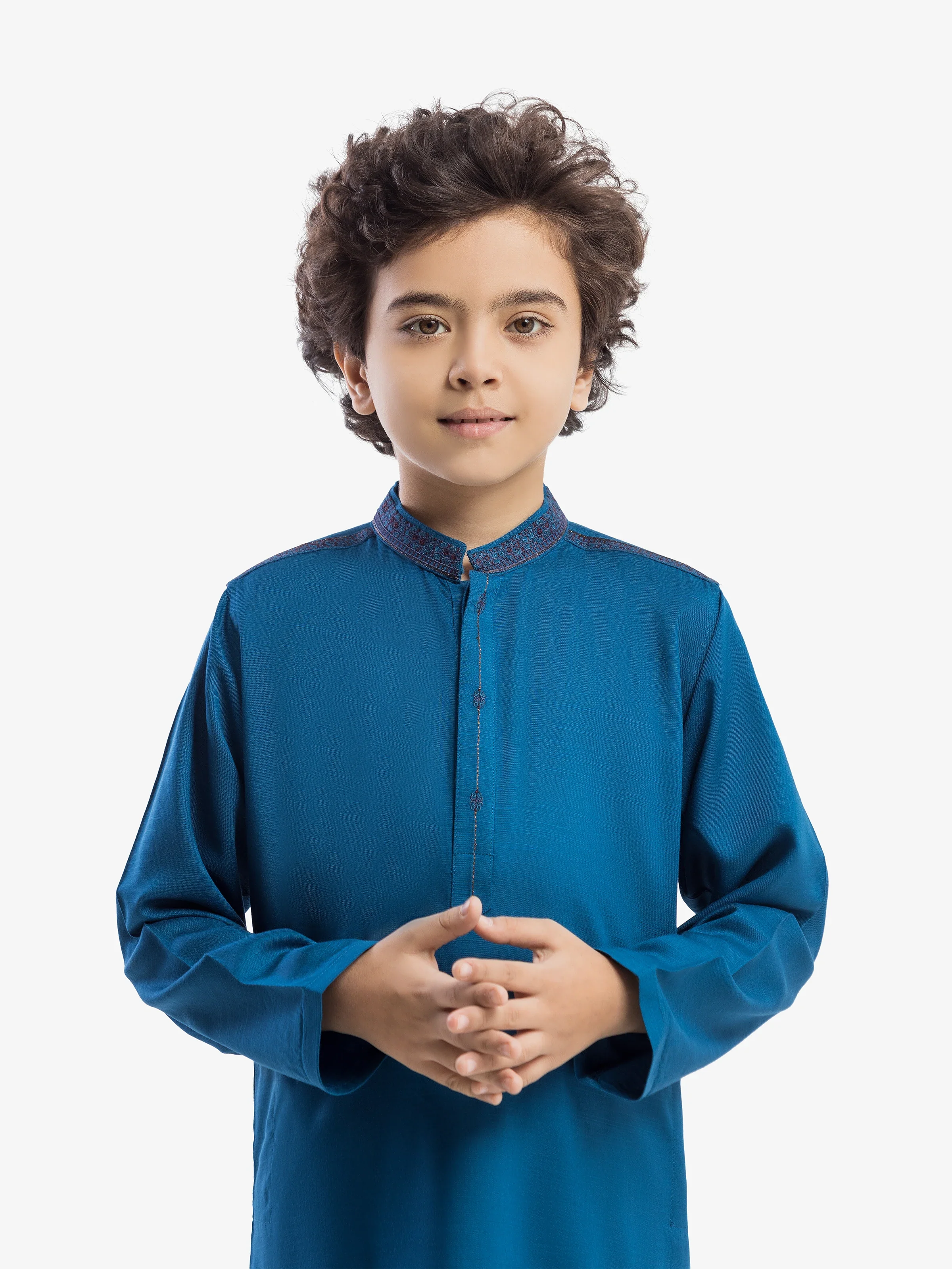 Boy's Blue Kurta - EBTK5-4058 - Image 2