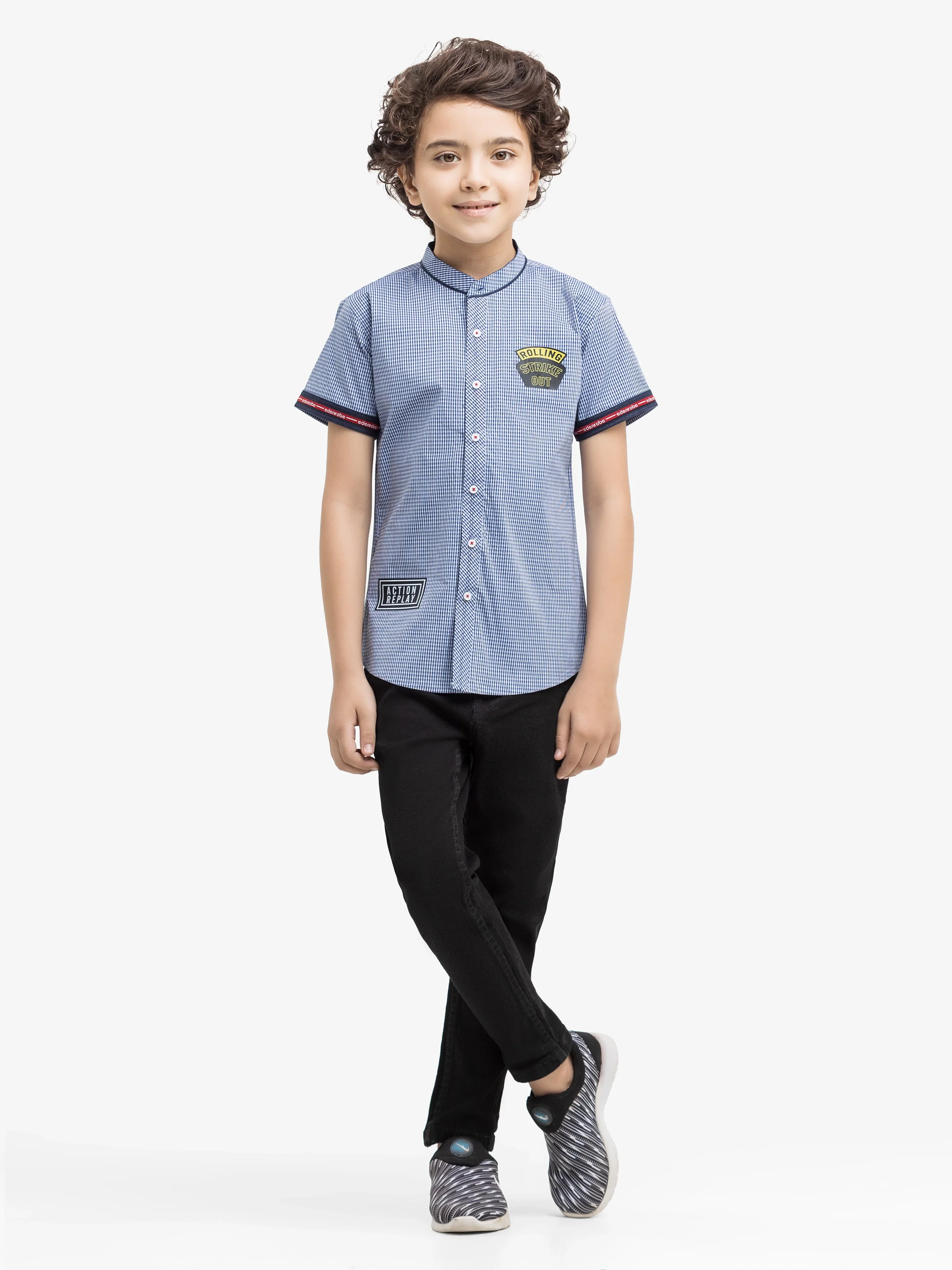 Boy's Blue & Navy Shirt - EBTS5-27588 - Image 2