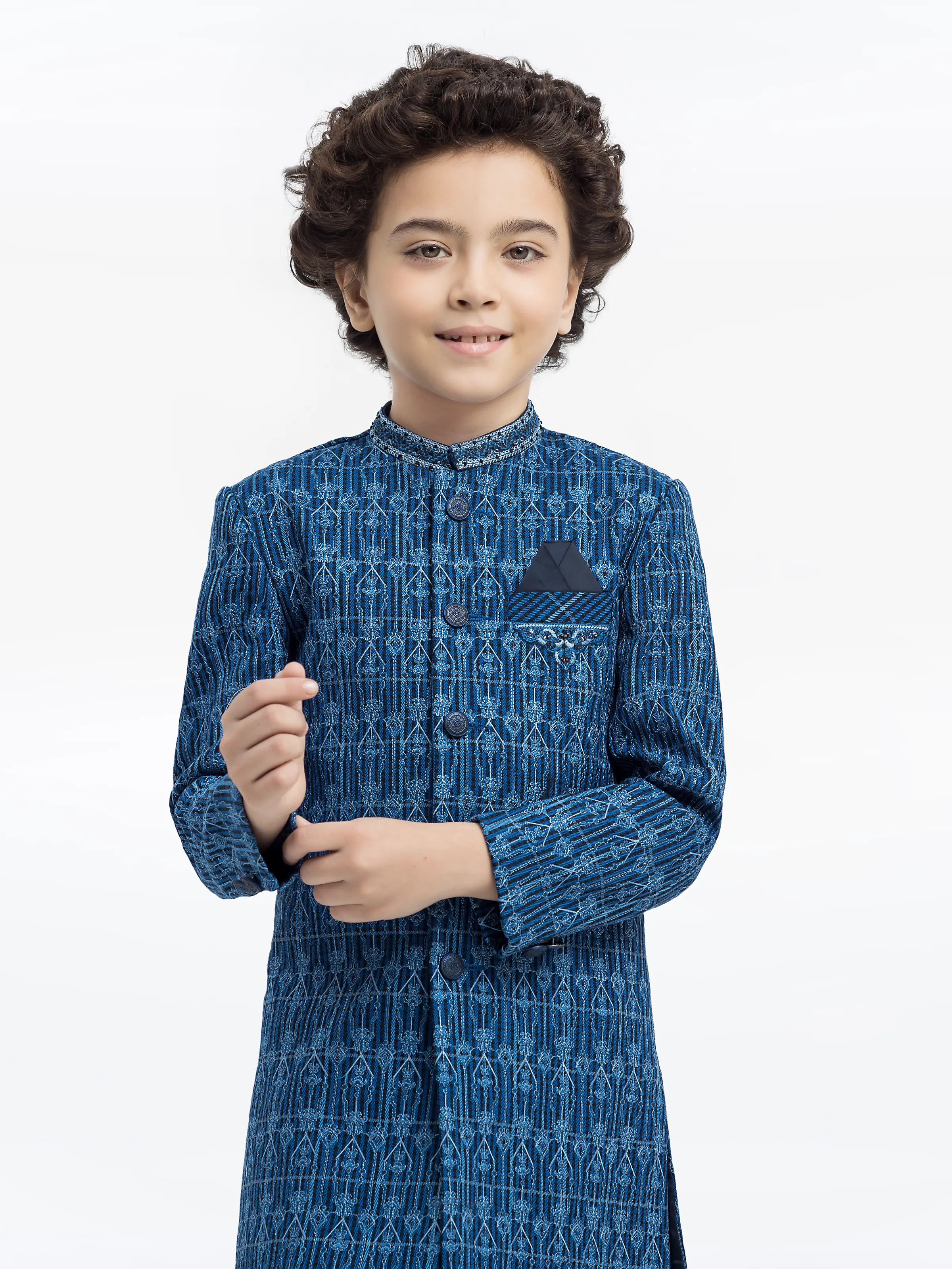 Boy's Blue Sherwani - EBTS5-34024 - Image 2