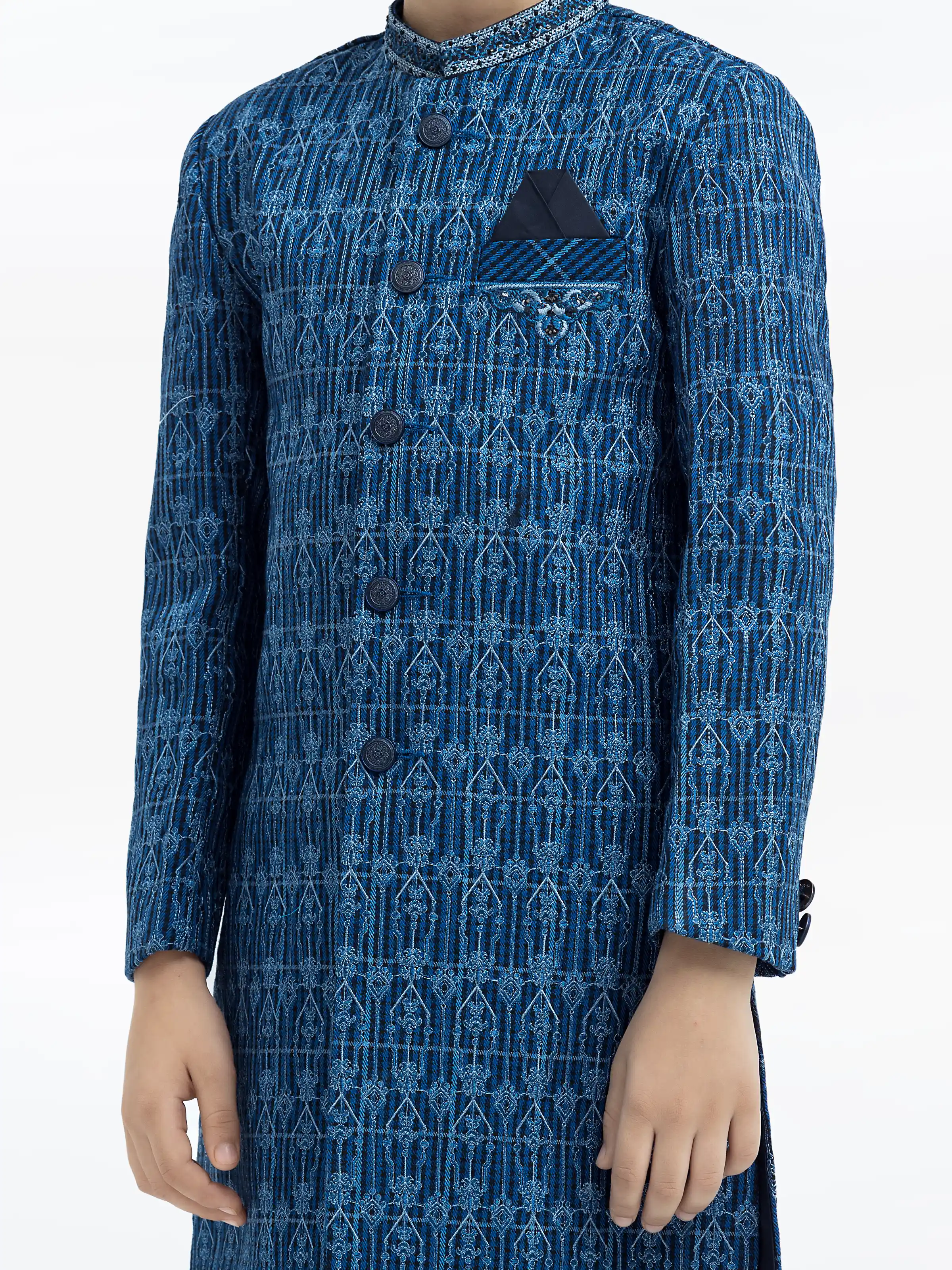 Boy's Blue Sherwani - EBTS5-34024 - Image 3