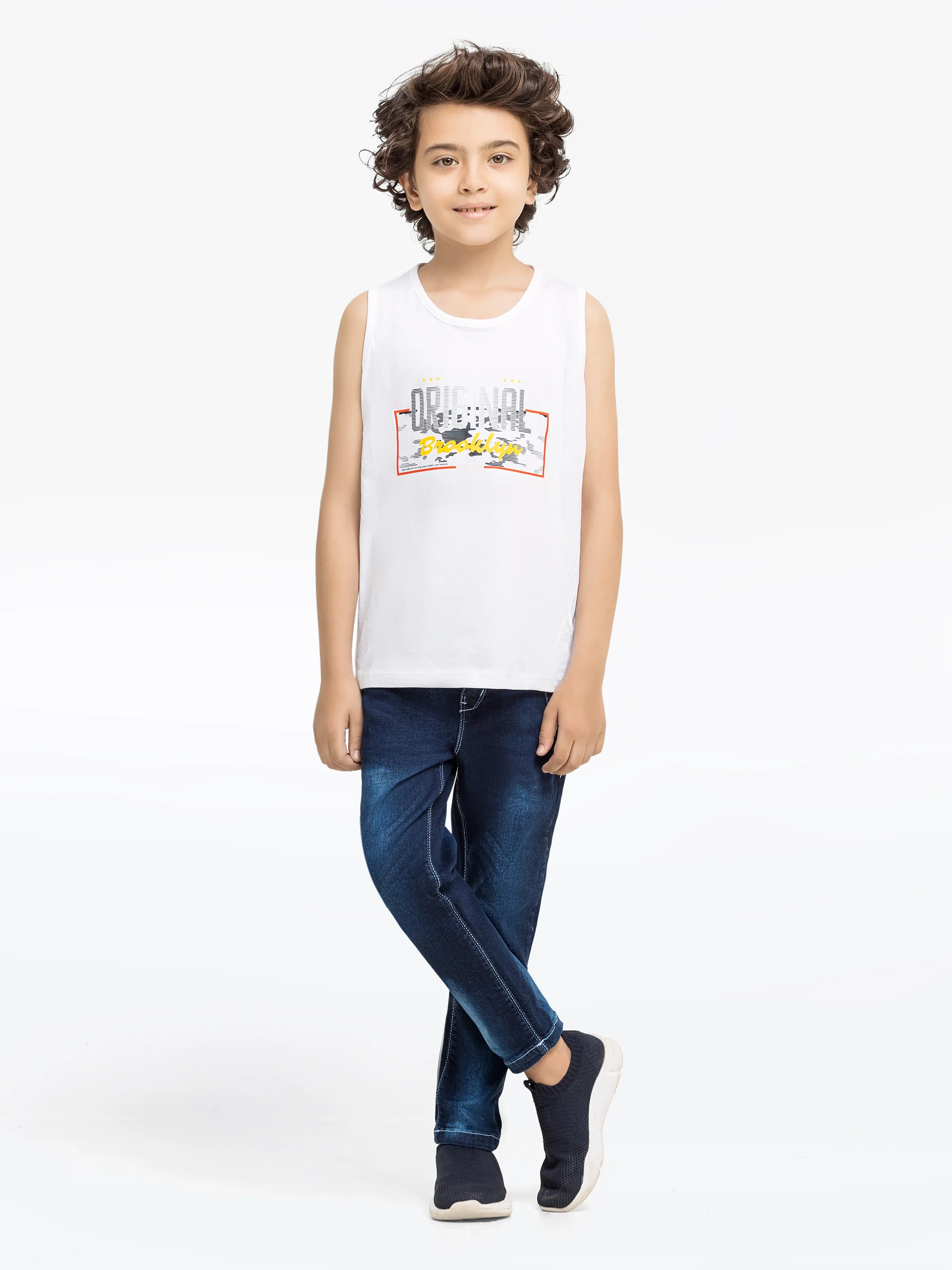 Boy's Blue & White Shirt & Tank Top - EBTS5-27583-2P - Image 2