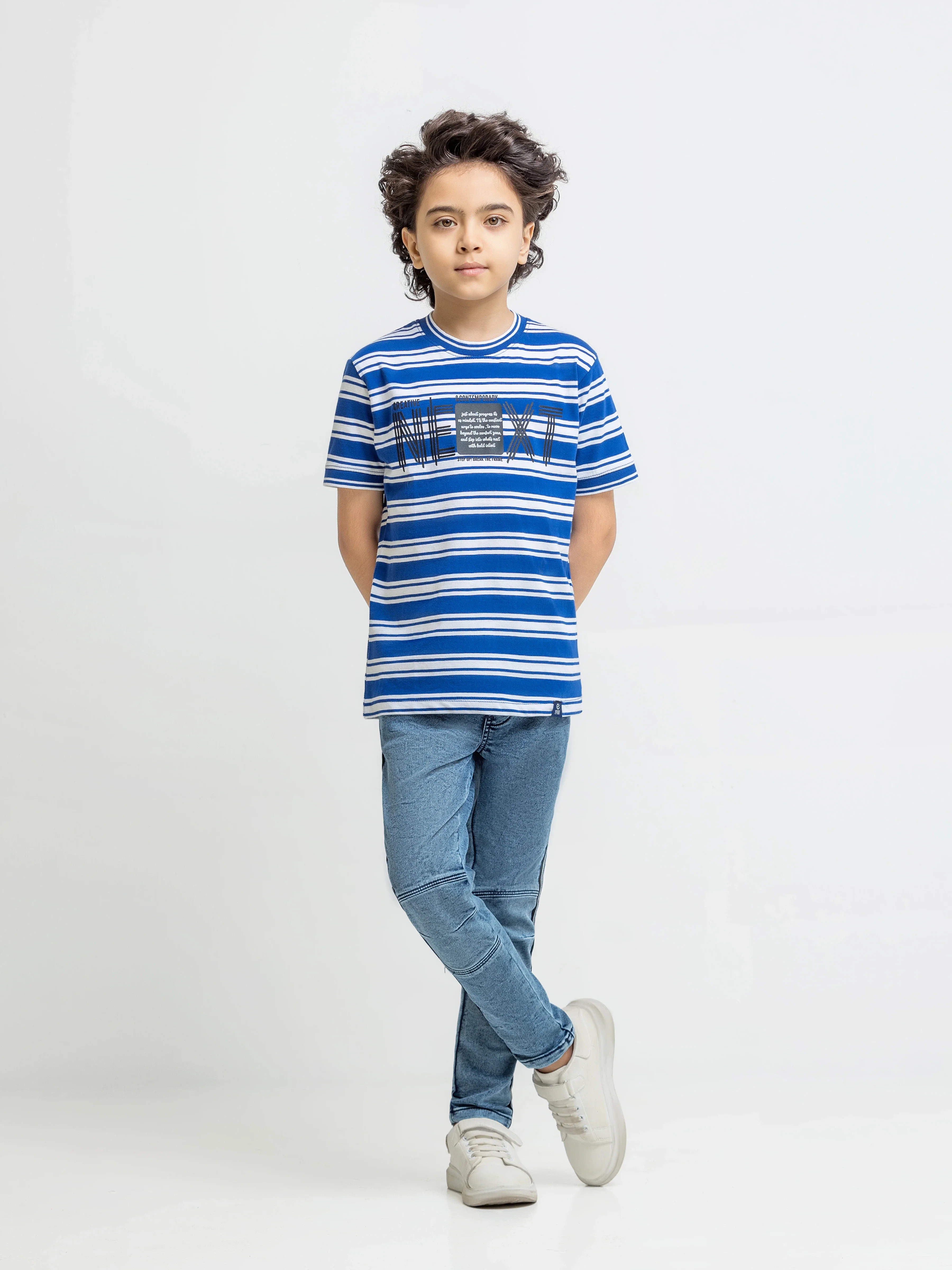 Boy's Blue & White T-Shirt - EBTTS5-040 - Image 2