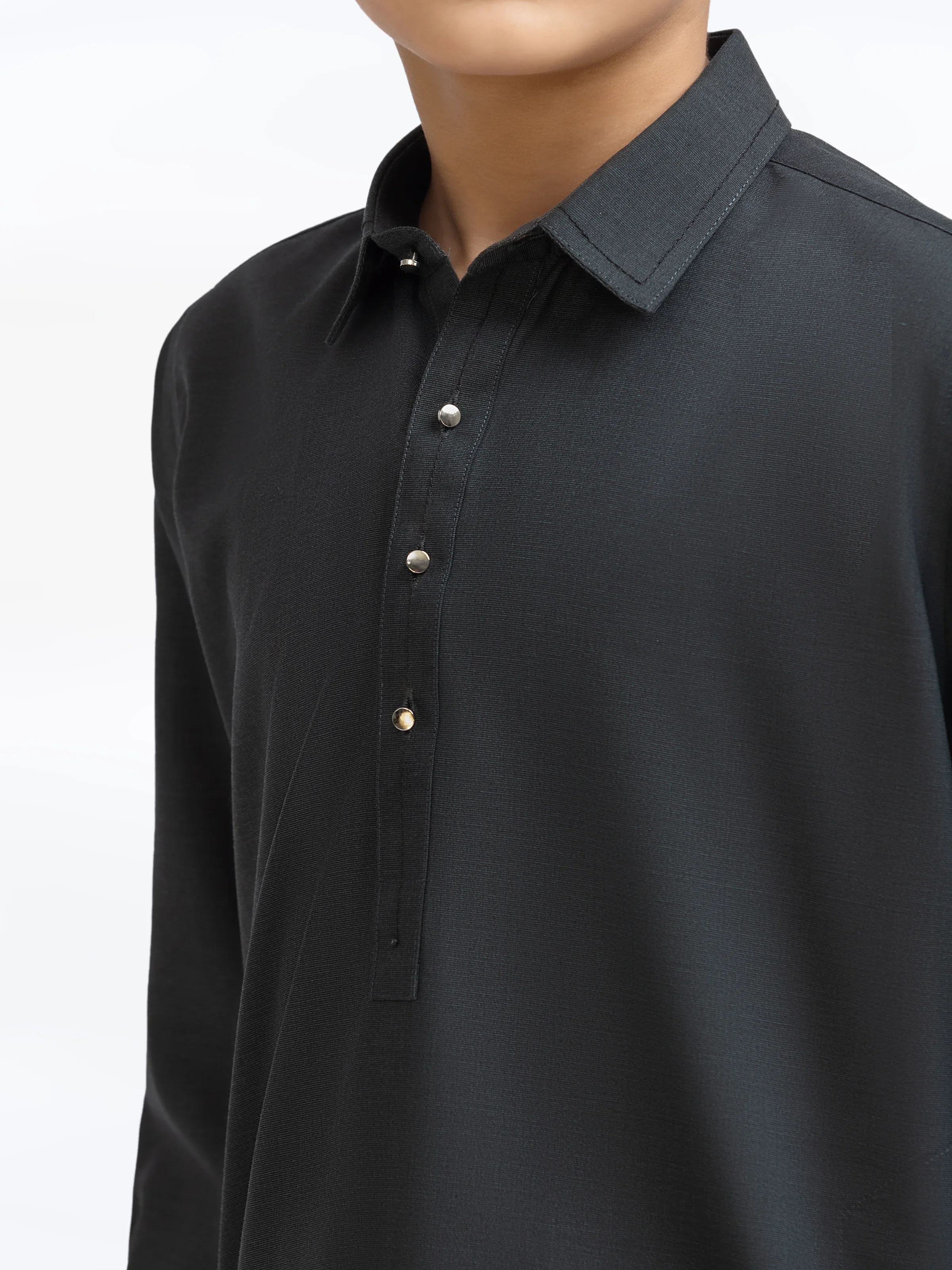 Boy's Bottle Green Kurta Shalwar - EBTKS5-4024 - Image 3