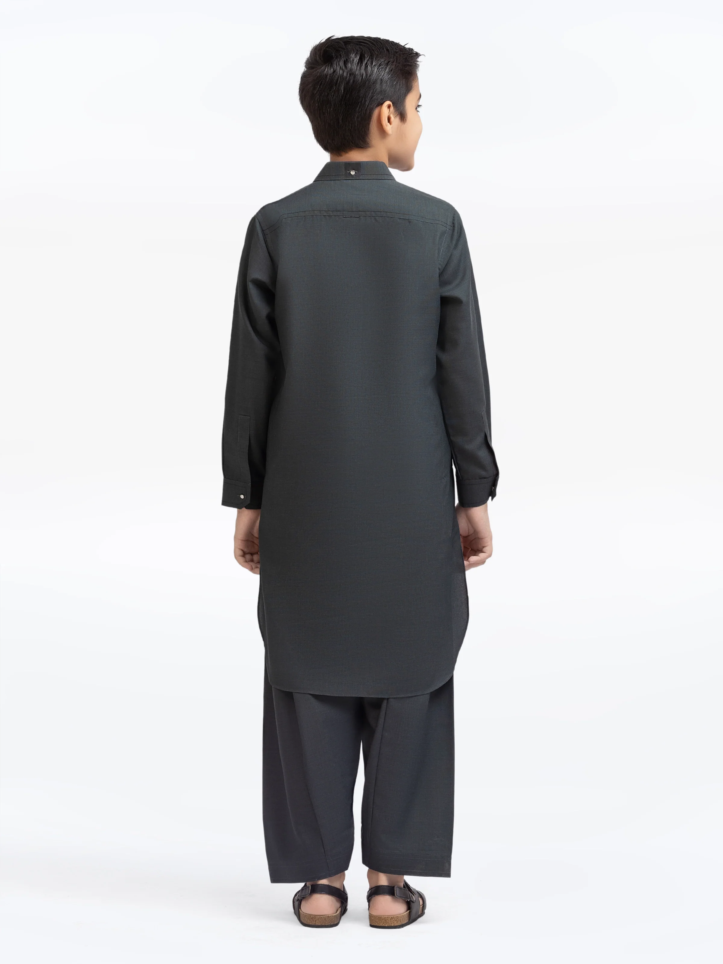 Boy's Bottle Green Kurta Shalwar - EBTKS5-4024 - Image 5