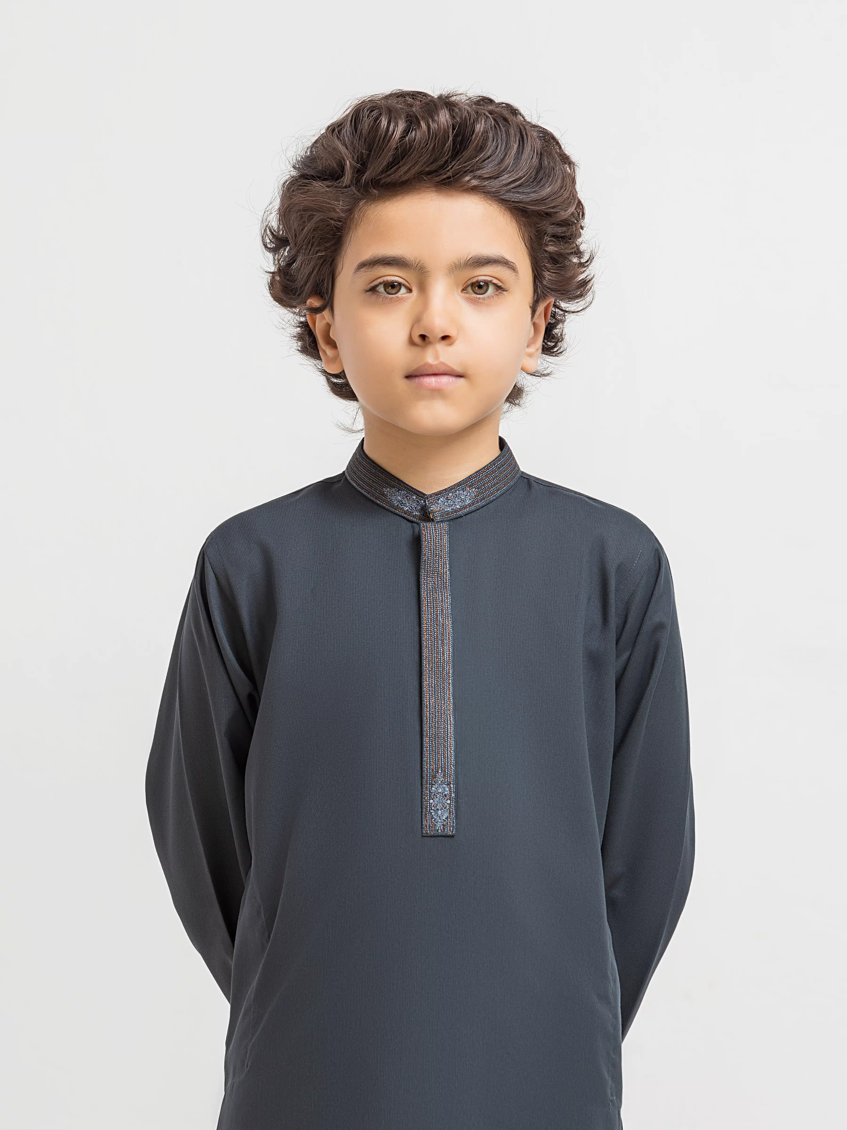 Boy's Bottle Green Kurta Shalwar - EBTKS6-4101 - Image 2