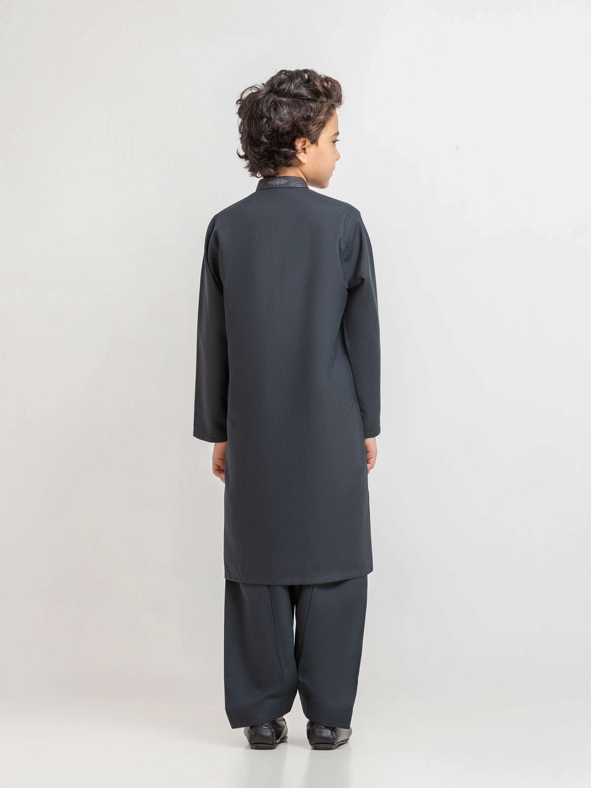Boy's Bottle Green Kurta Shalwar - EBTKS6-4101 - Image 5