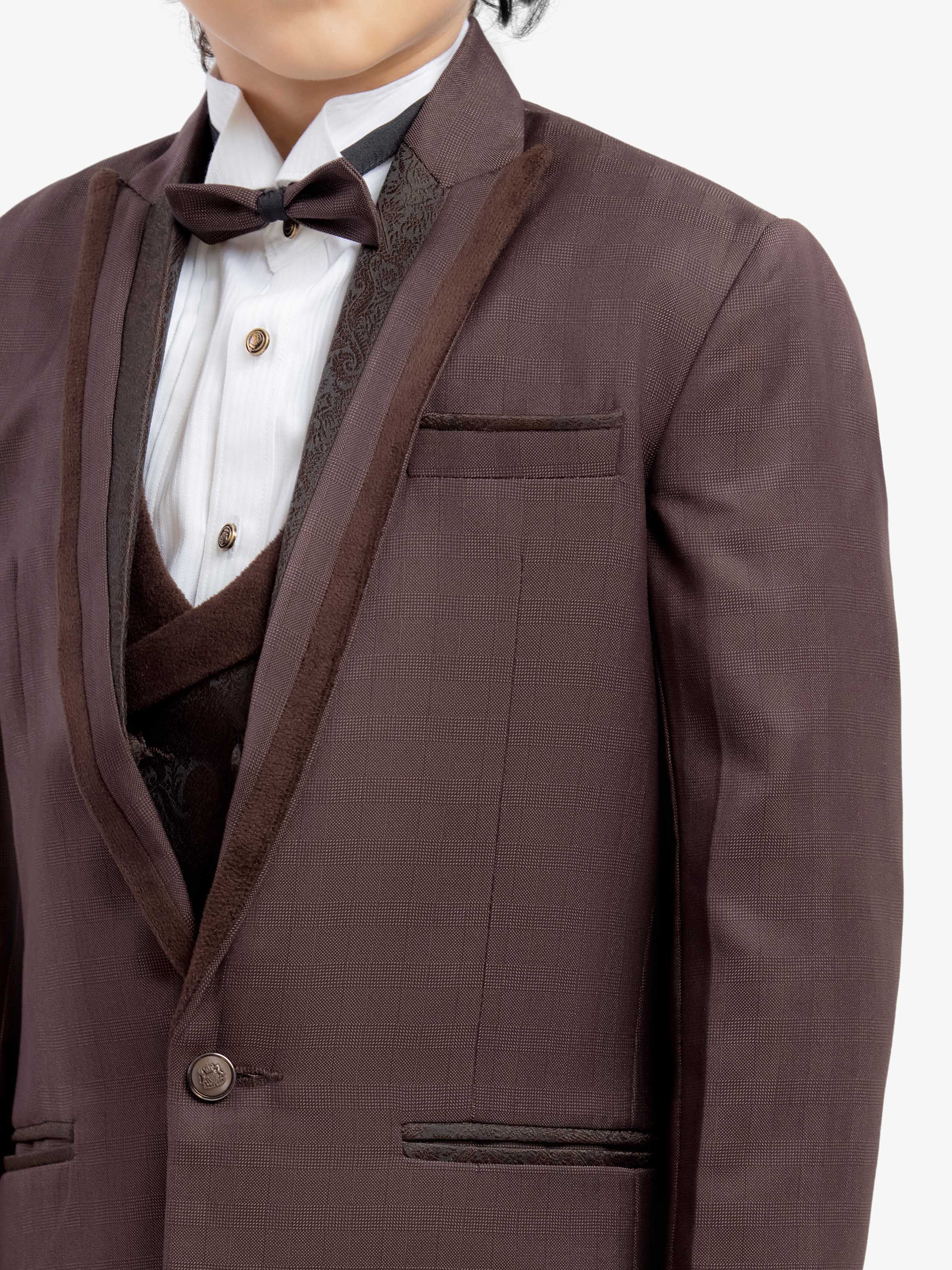 Boy's Brown Notch Collar Tuxedo Suit - EBTCPC5-4510 - Image 3