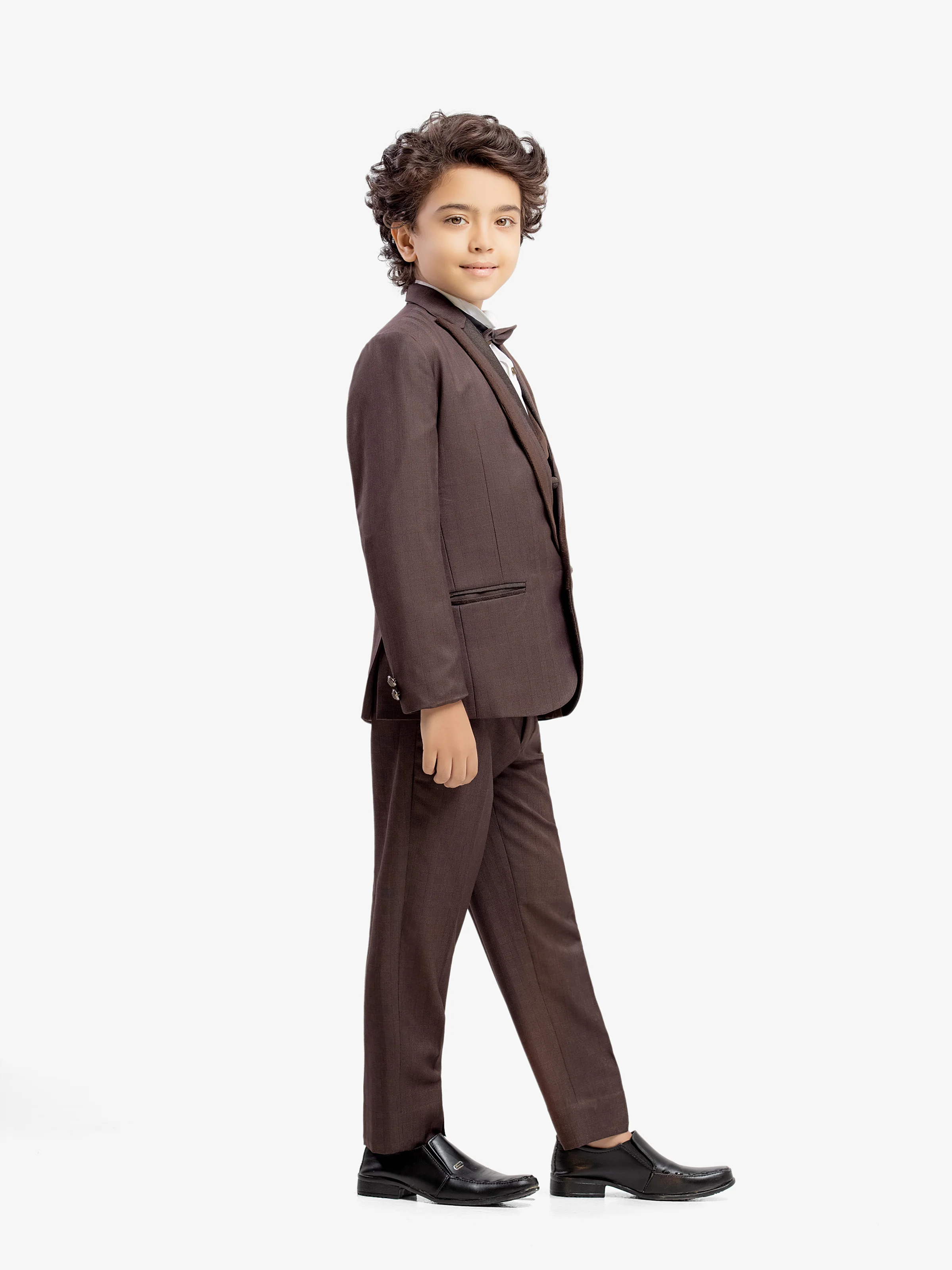 Boy's Brown Notch Collar Tuxedo Suit - EBTCPC5-4510 - Image 4