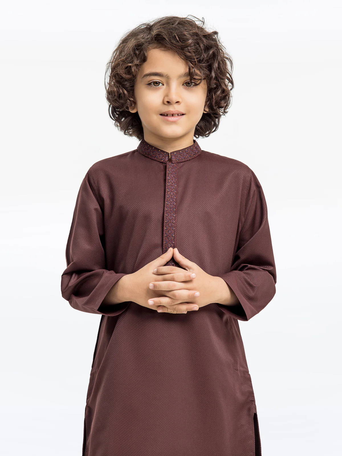 Boy's Brown Kurta - EBTK24-3961 - Image 2