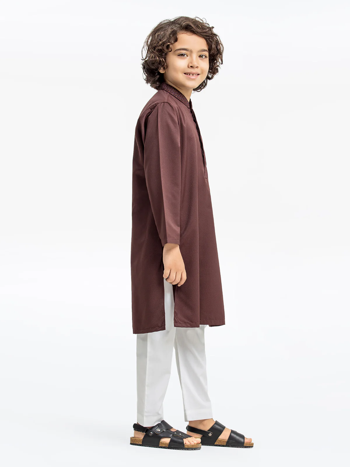 Boy's Brown Kurta - EBTK24-3961 - Image 3