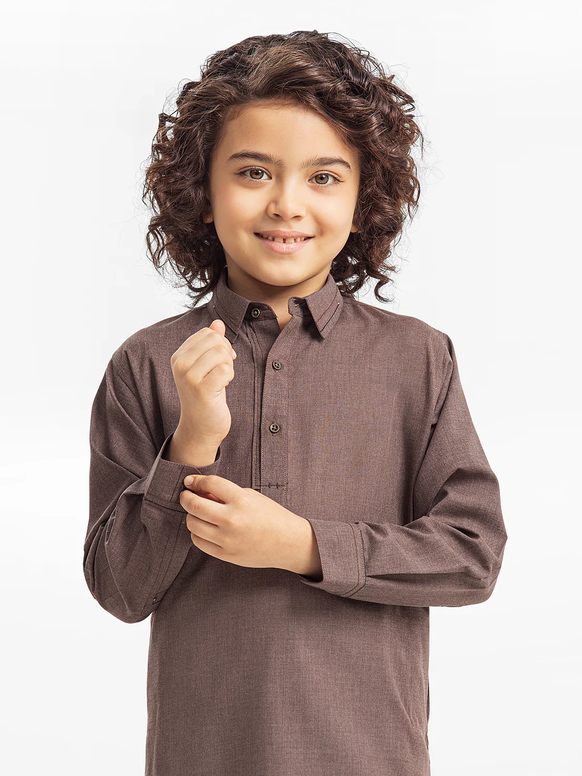 Boy's Brown Kurta Shalwar - EBTKS24-3917 - Image 2