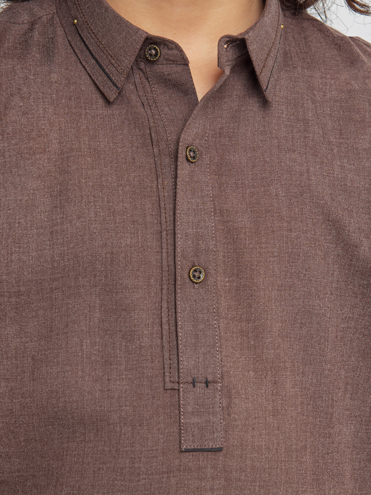 Boy's Brown Kurta Shalwar - EBTKS24-3917 - Image 4
