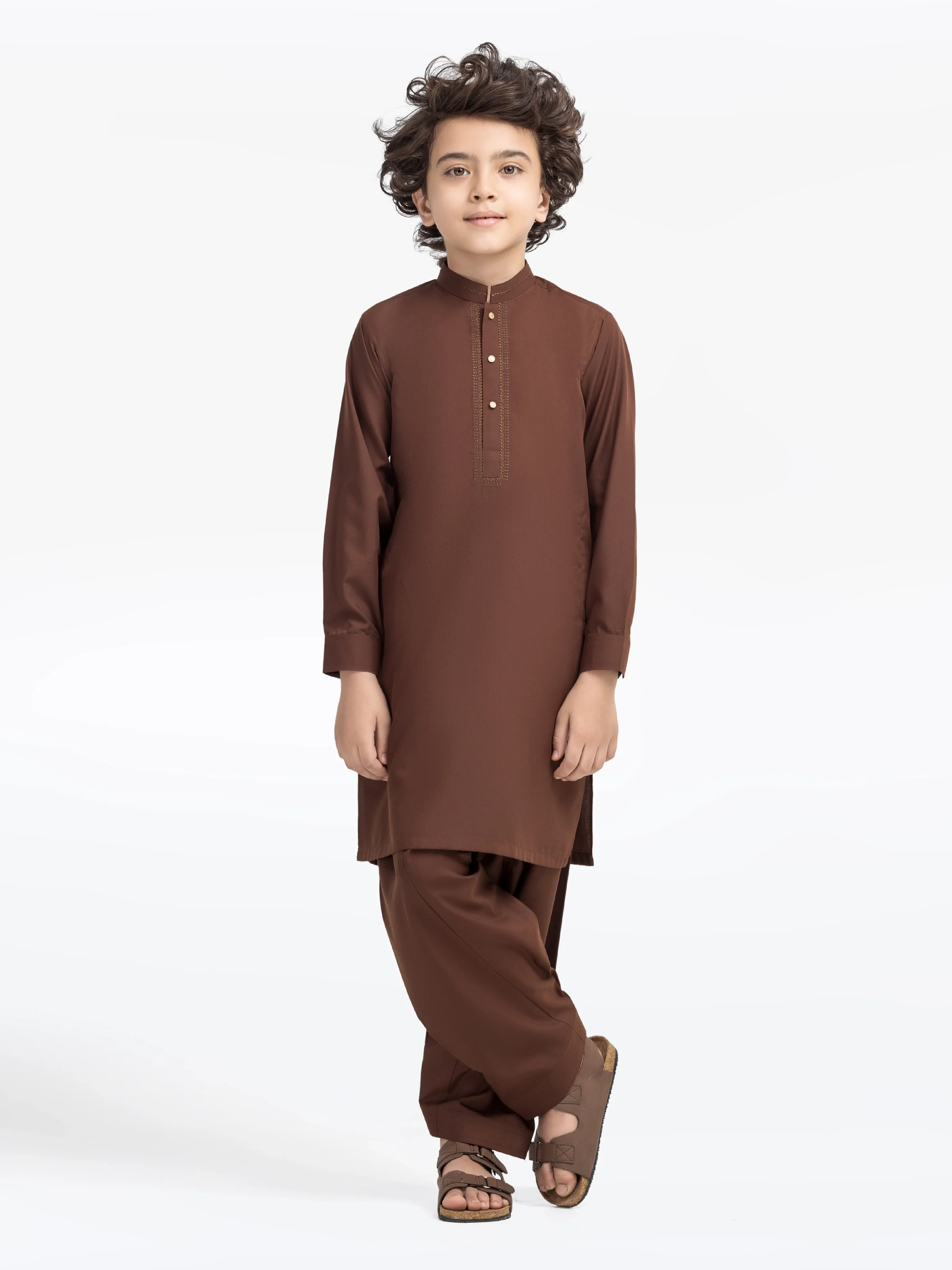 Boy's Brown Kurta Shalwar - EBTKS5-4022