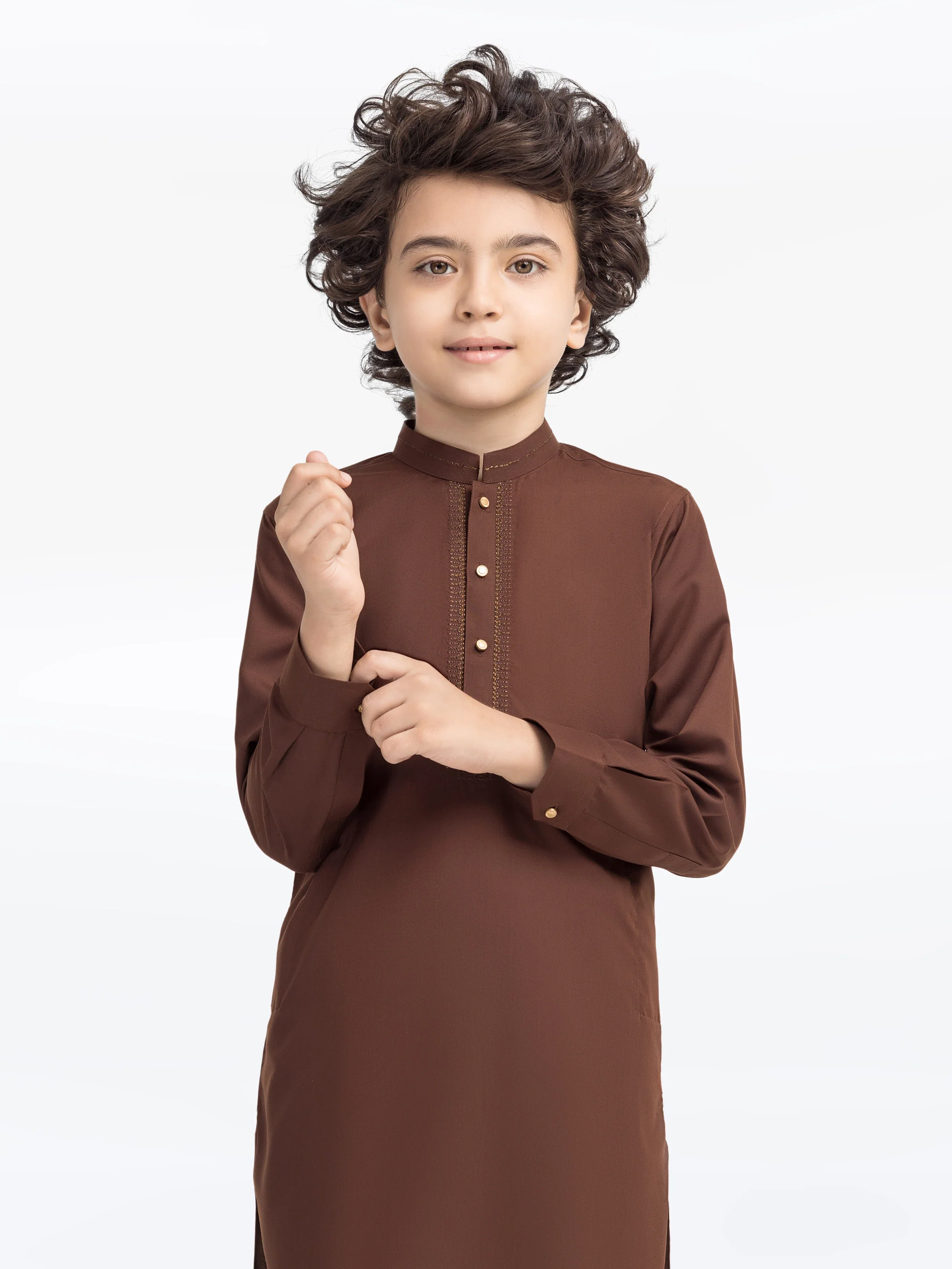 Boy's Brown Kurta Shalwar - EBTKS5-4022 - Image 2