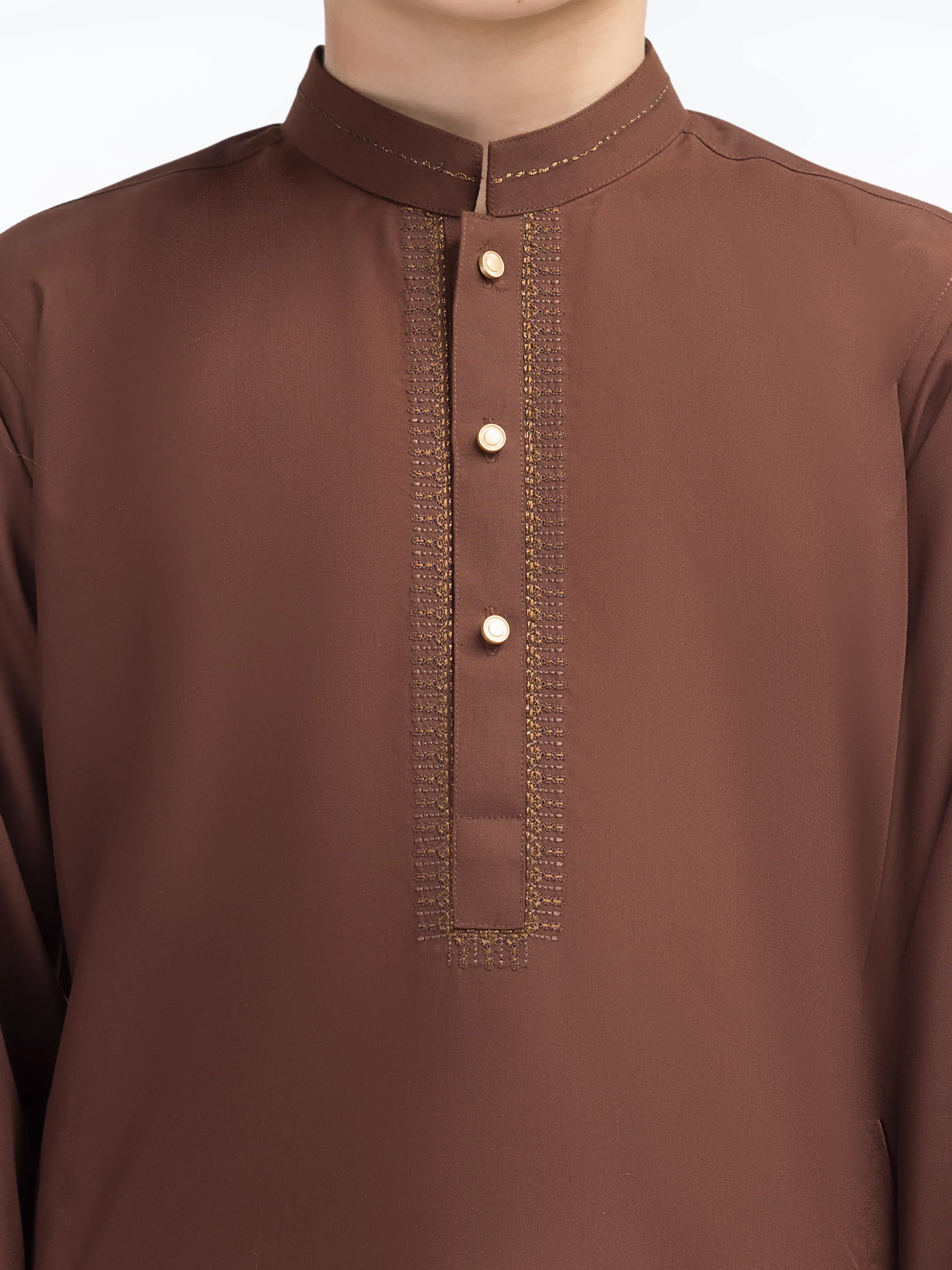 Boy's Brown Kurta Shalwar - EBTKS5-4022 - Image 3
