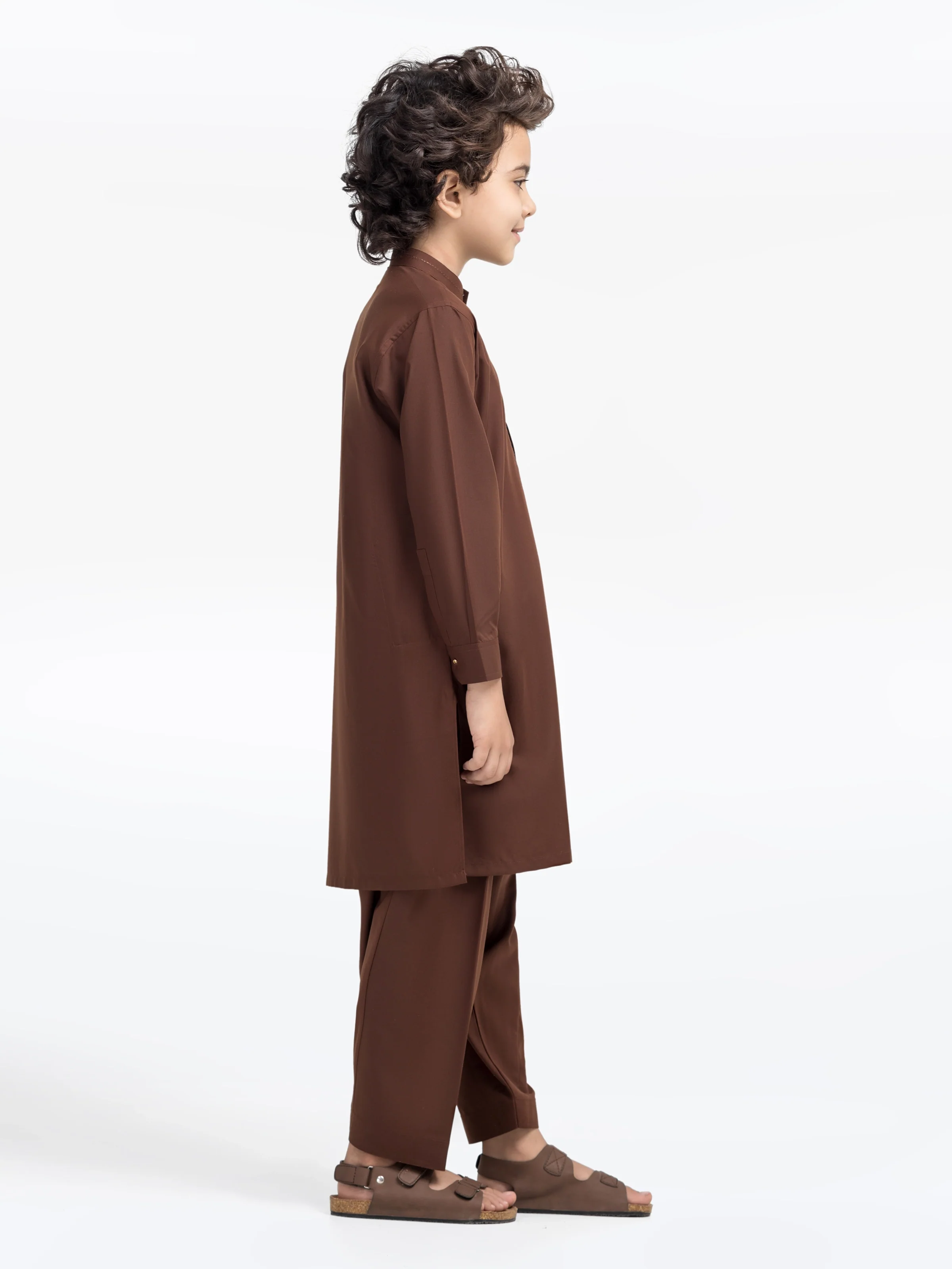 Boy's Brown Kurta Shalwar - EBTKS5-4022 - Image 4