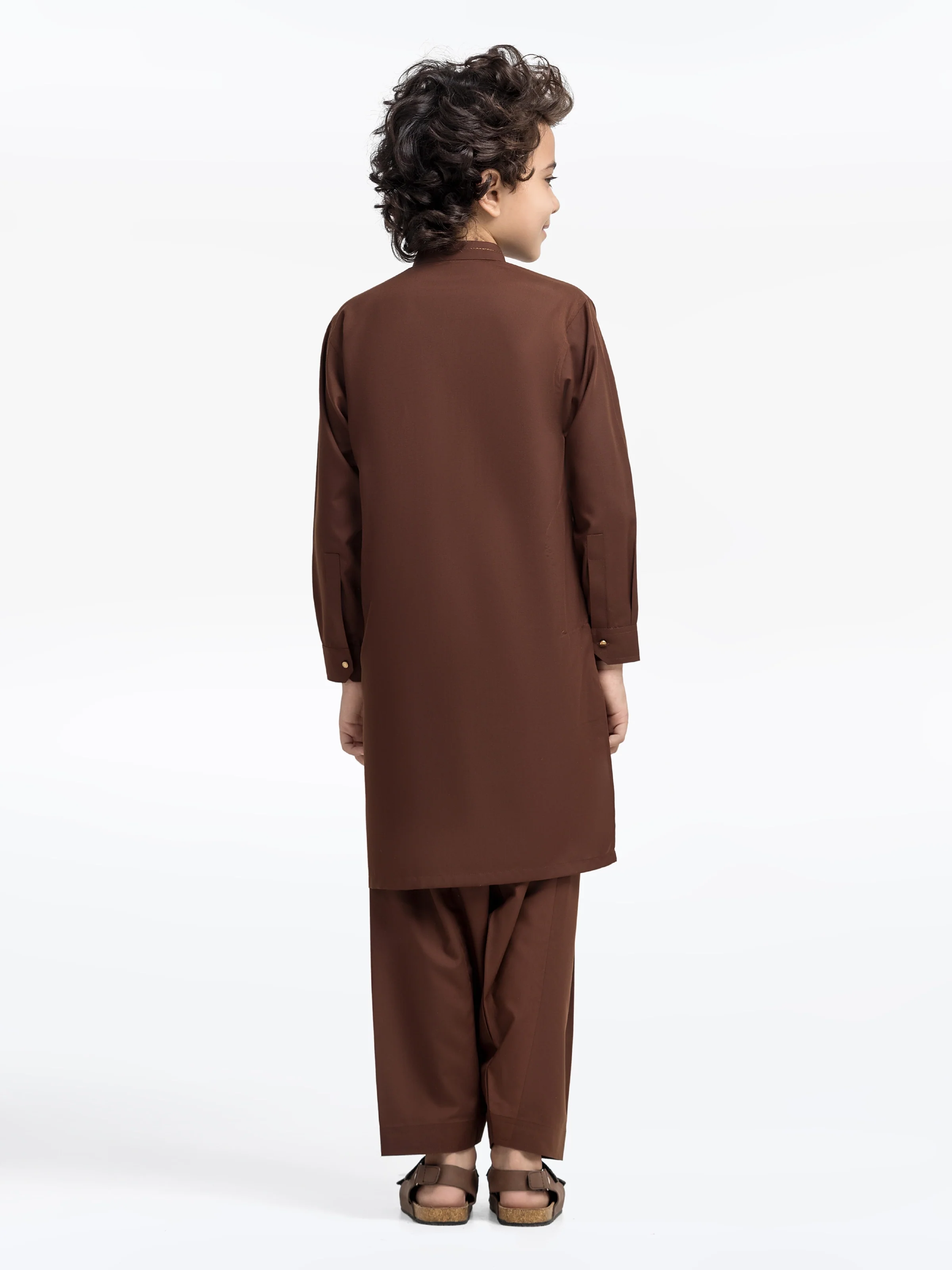 Boy's Brown Kurta Shalwar - EBTKS5-4022 - Image 5