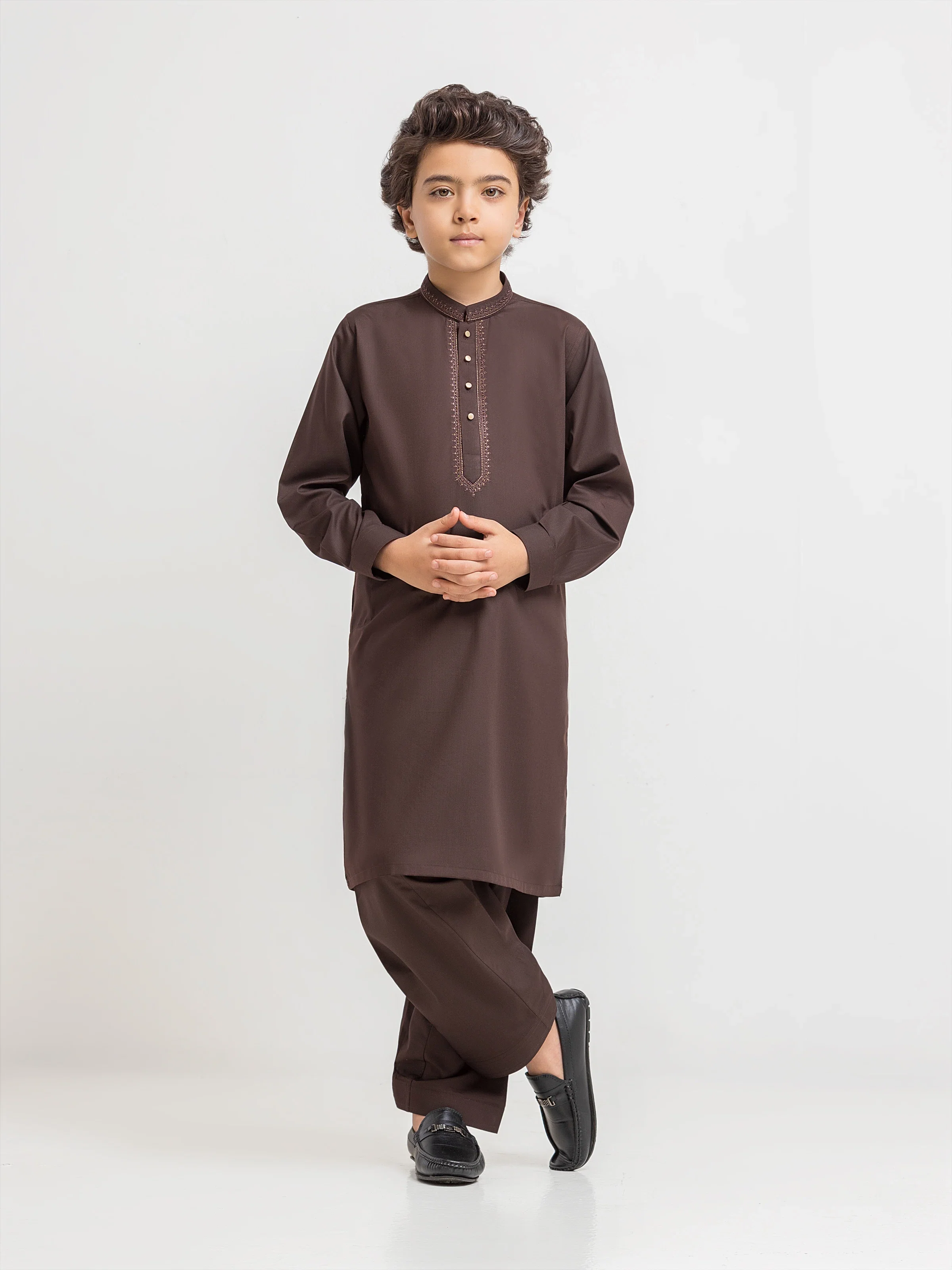 Boy's Brown Kurta Shalwar - EBTKS6-4086