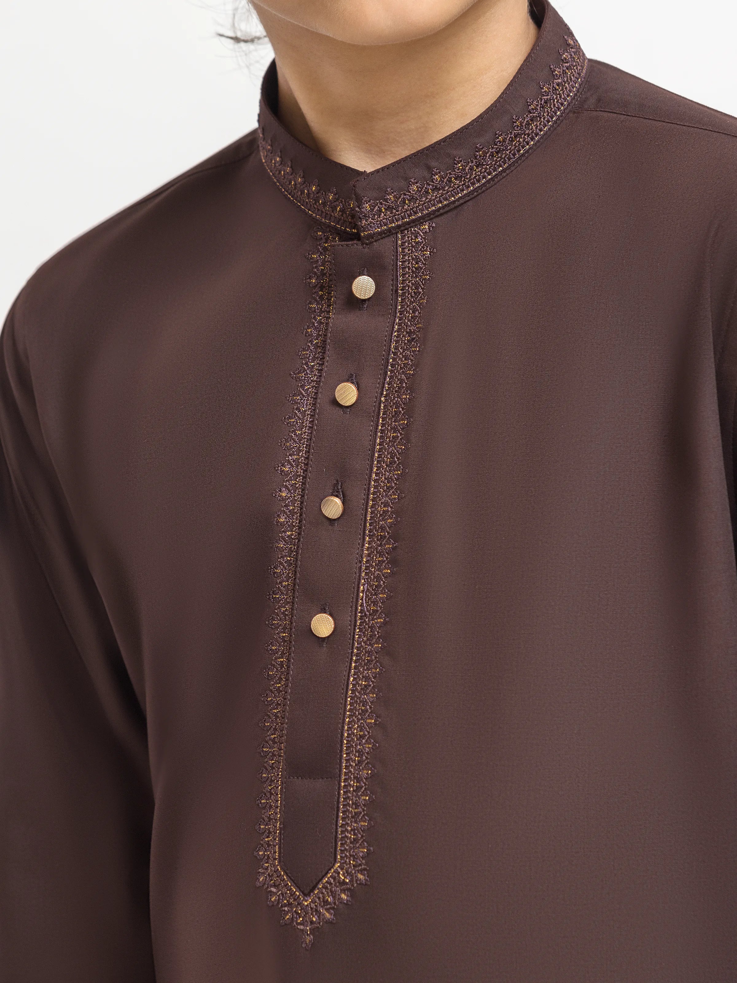 Boy's Brown Kurta Shalwar - EBTKS6-4086 - Image 3