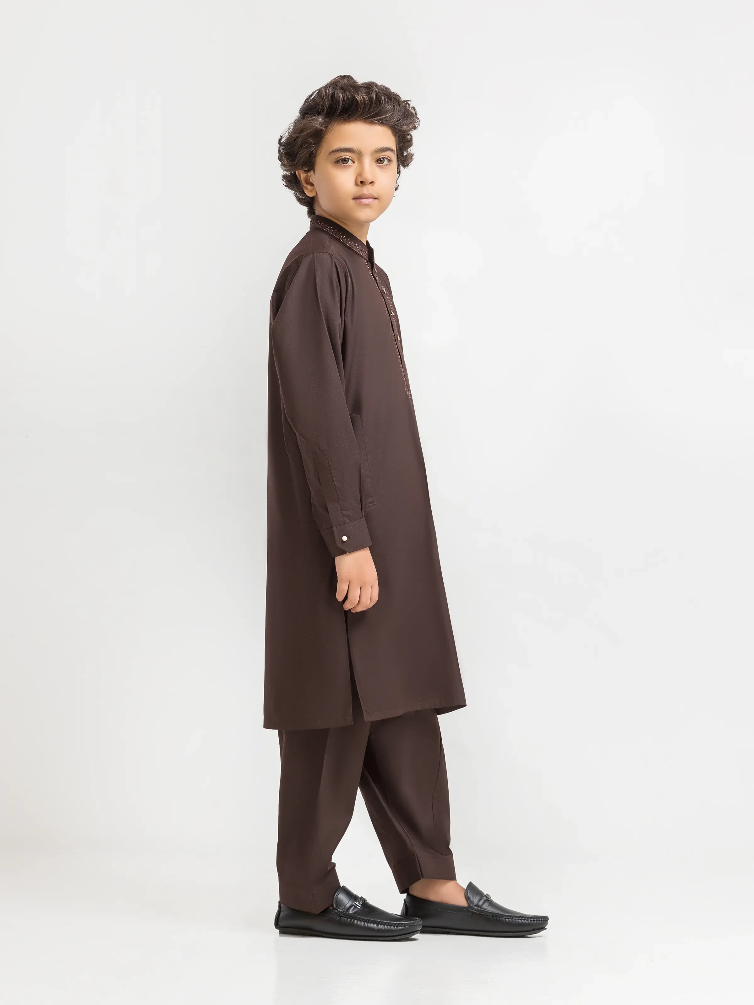 Boy's Brown Kurta Shalwar - EBTKS6-4086 - Image 4