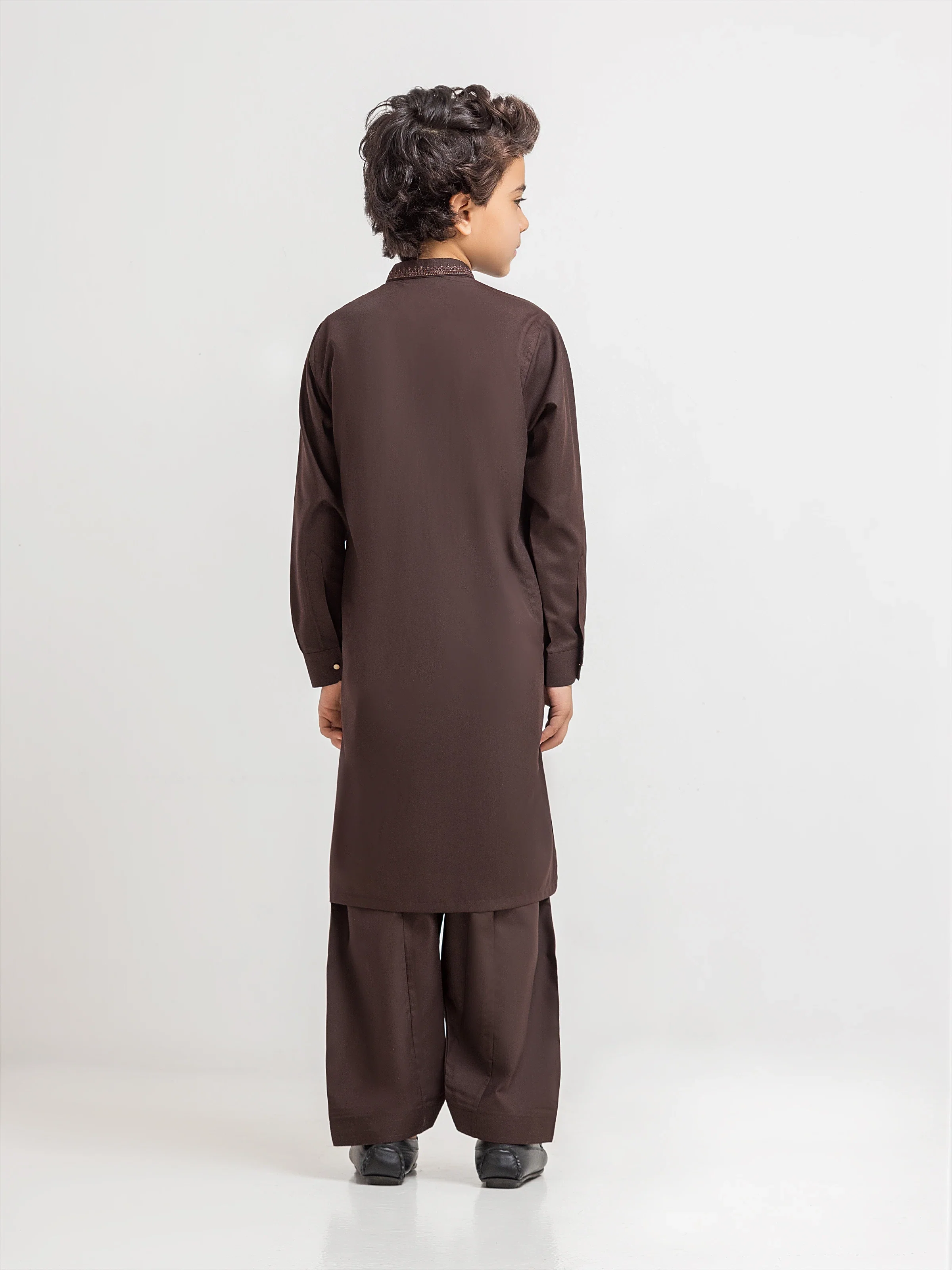 Boy's Brown Kurta Shalwar - EBTKS6-4086 - Image 5