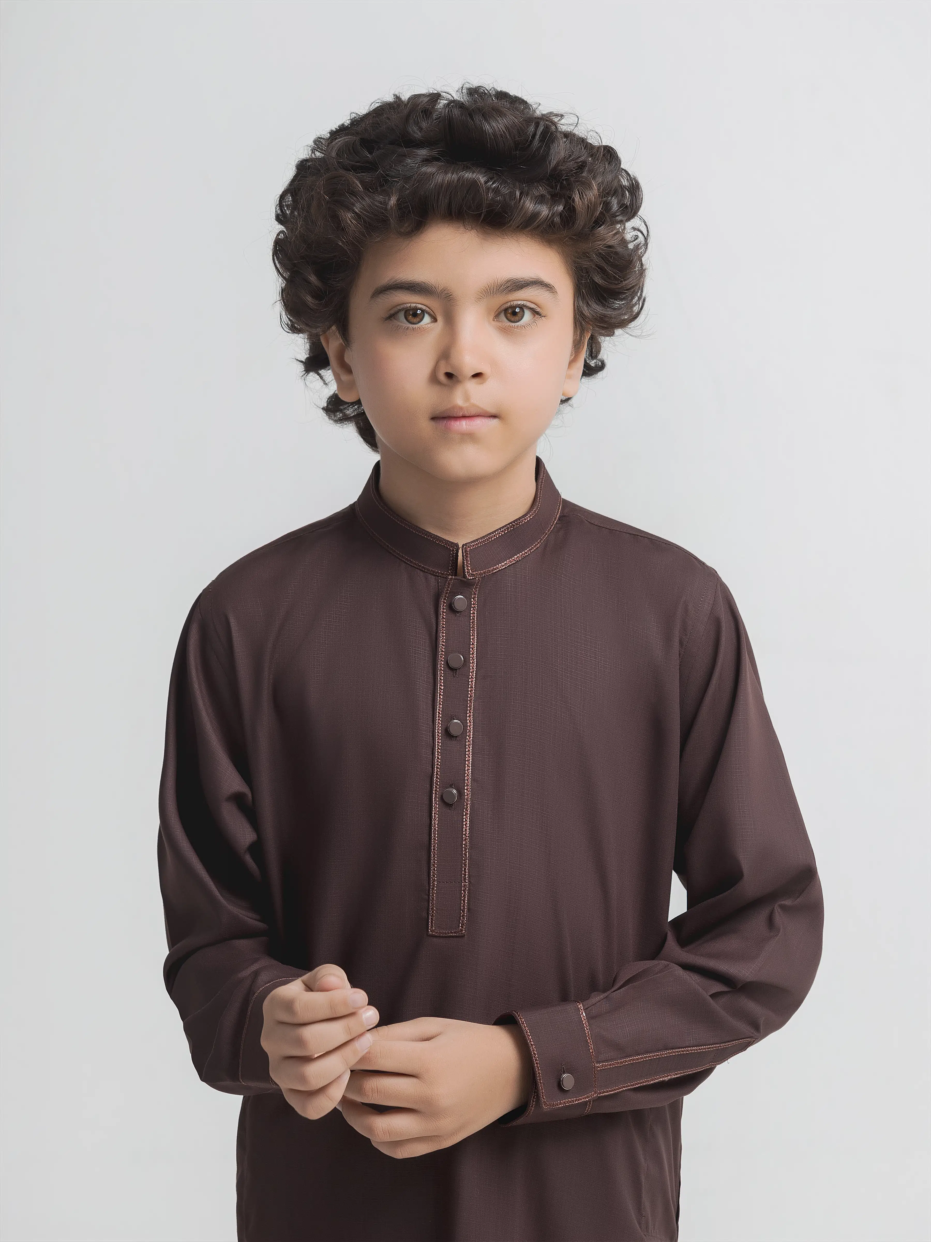 Boy's Brown Kurta Shalwar - EBTKS6-4103 - Image 2